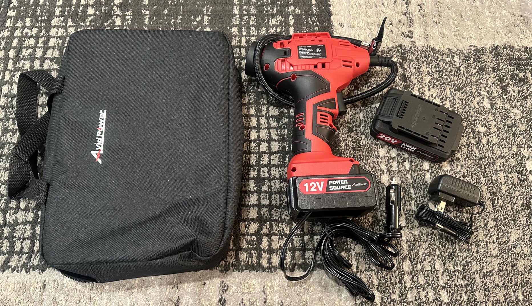 AVID POWER Tire Inflator Portable Air Compressor, 20V Cordless Car Tire Pump, Rechargeable Battery Powered Air Compressor w/12V DC Adapter, Digital Pressure Gauge customer photo 2