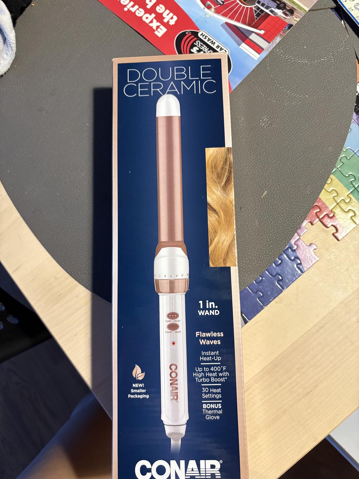 Conair Double Ceramic 1-Inch Clamp-Free Curling Wand, White/Rose Gold, CD705L13 customer photo 2