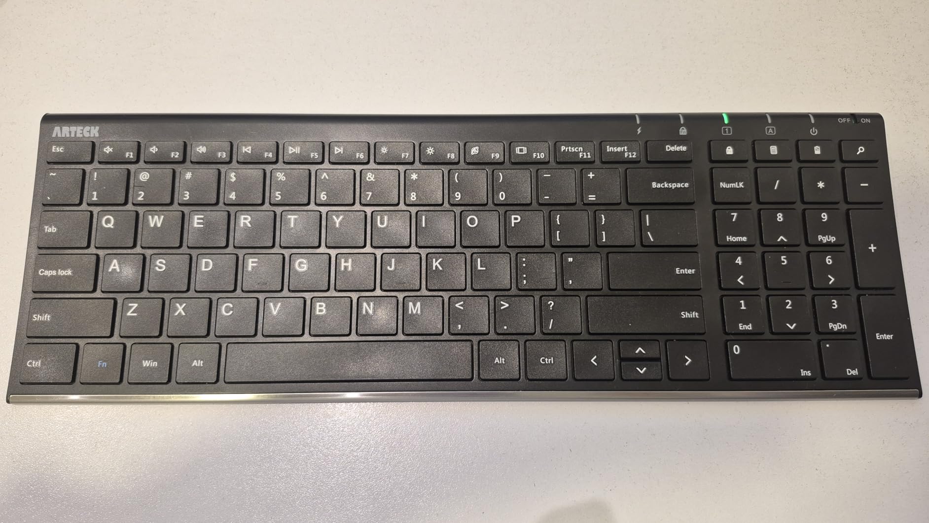 Arteck 2.4G Wireless Keyboard Stainless Steel Ultra Slim Full Size Keyboard with Numeric Keypad for Computer/Desktop/PC/Laptop/Surface/Smart TV and Windows 10/8/ 7 Built in Rechargeable Battery customer photo 2