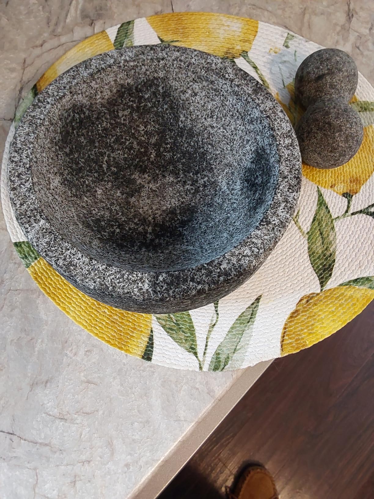 Umien Granite Mortar and Pestle Set - 8-Inch Natural Stone Molcajete with Avocado Tool - 3.5 Cup Capacity for Spices, Herbs, Pestos & Guacamole - Premium Kitchen Gift (Grey) customer photo 1