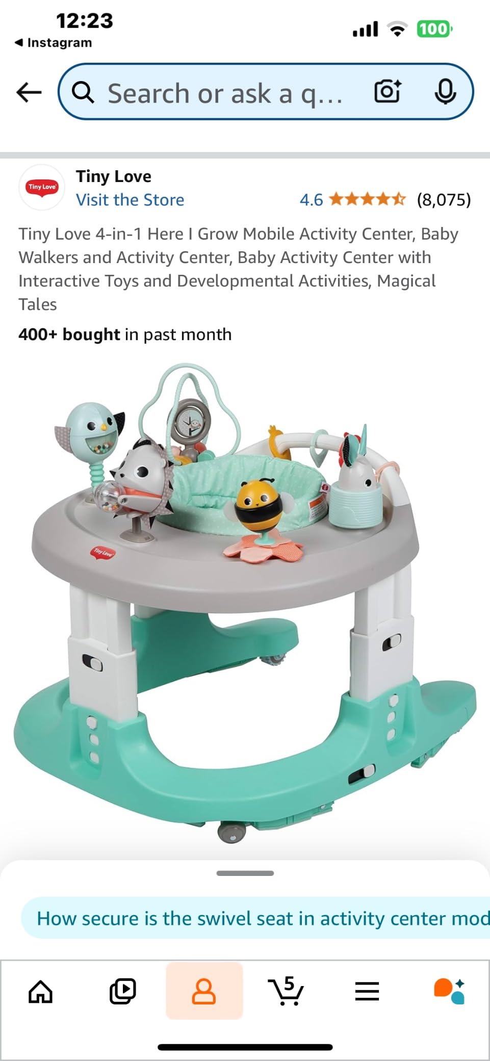 Tiny Love 4-in-1 Here I Grow Mobile Activity Center, Baby Walkers and Activity Center, Baby Activity Center with Interactive Toys and Developmental Activities, Meadow Days customer photo 2