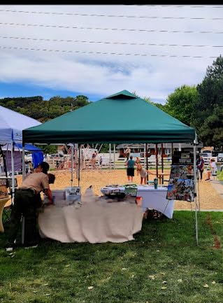 CROWN SHADES 10x10 Pop Up Canopy - Beach Tent with One Push Setup - Easy Outdoor Sun Shade for Events, Parties, Camping - Gazebo with STO-N-Go Cover Bag, Silver Coated Top, Black customer photo 2