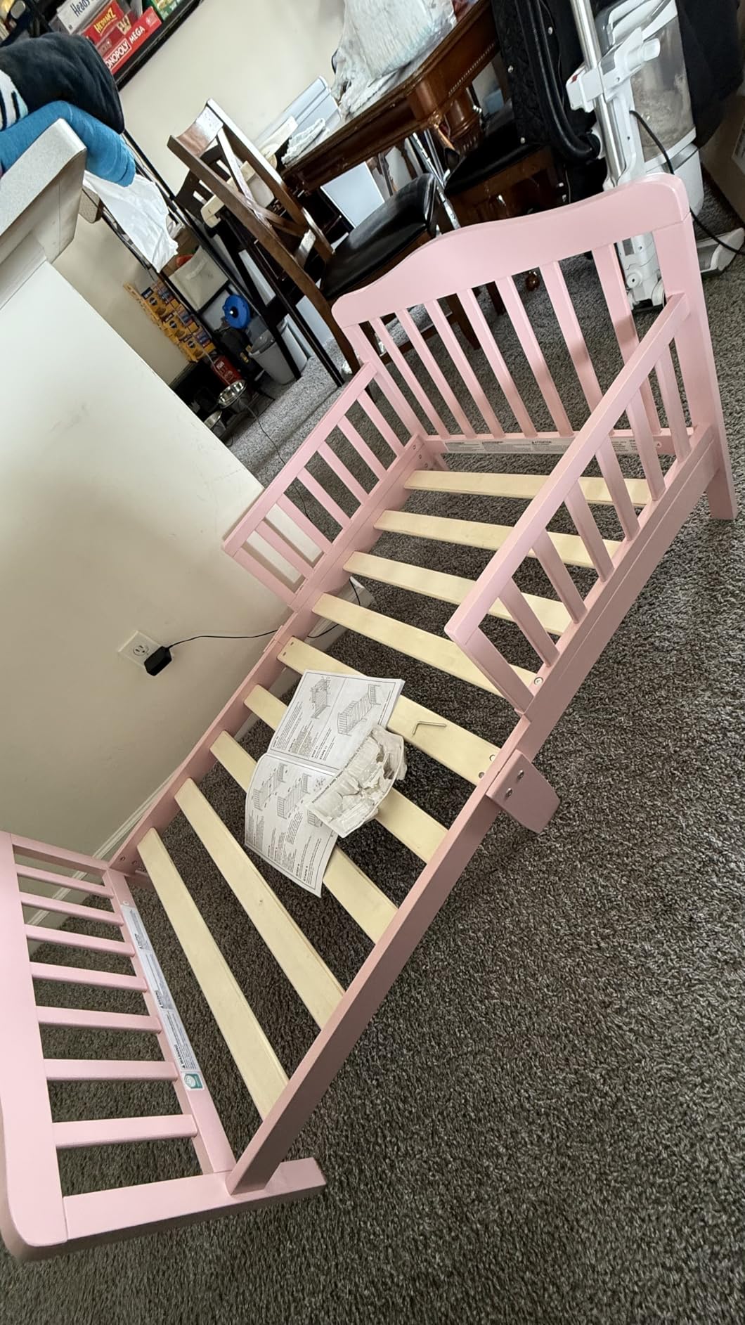 Dream On Me Classic Design Toddler Bed In Steel Grey, Greenguard Gold And BSA Certified, Low To Floor Design, Two Side Safety Rails, Non-Toxic Finishes, Wooden Nursery Furniture customer photo 2