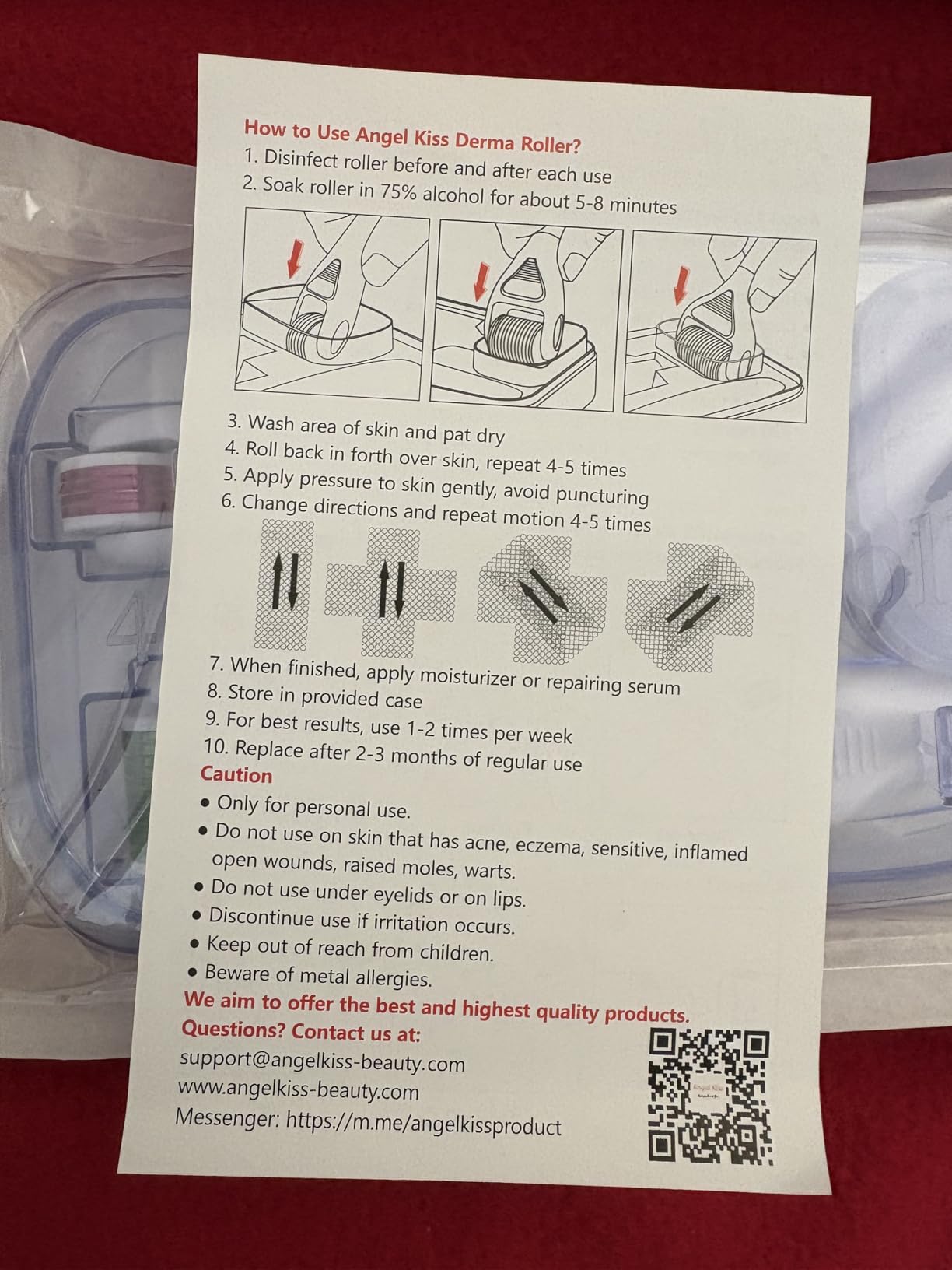 Derma Roller for Face and Body - Angel Kiss 4 in 1 Titanium Microneedling Roller Kit Micro Needle Microneedle Roller, 300 and 720 Needles 0.25mm,1200 Needle 0.3mm, Microdermabrasion Roller Men Women customer photo 2