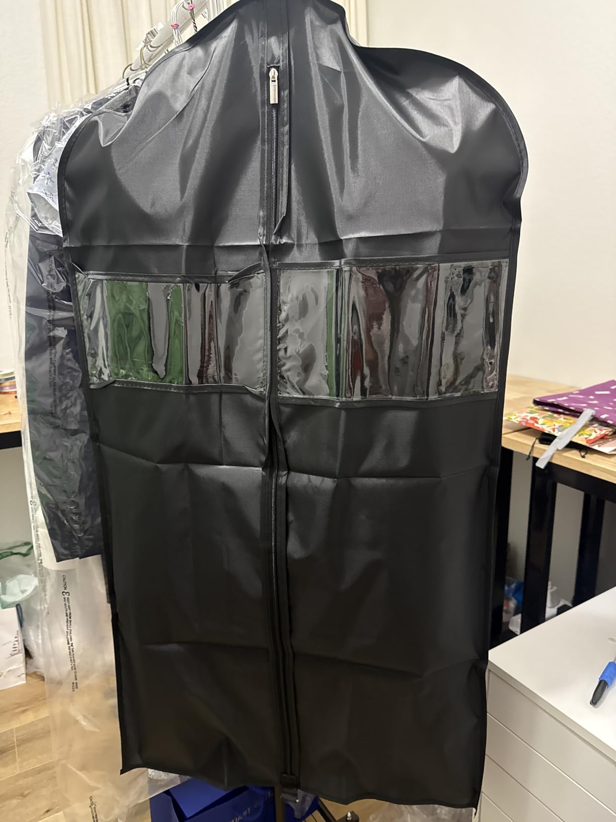 Univivi Garment Bag Suit Bag for Storage and Travel 43 inch, Washable Suit Cover for T-Shirt, Jacket, Suits, Coats, Set of 5, Oxford Fabrics customer photo 2