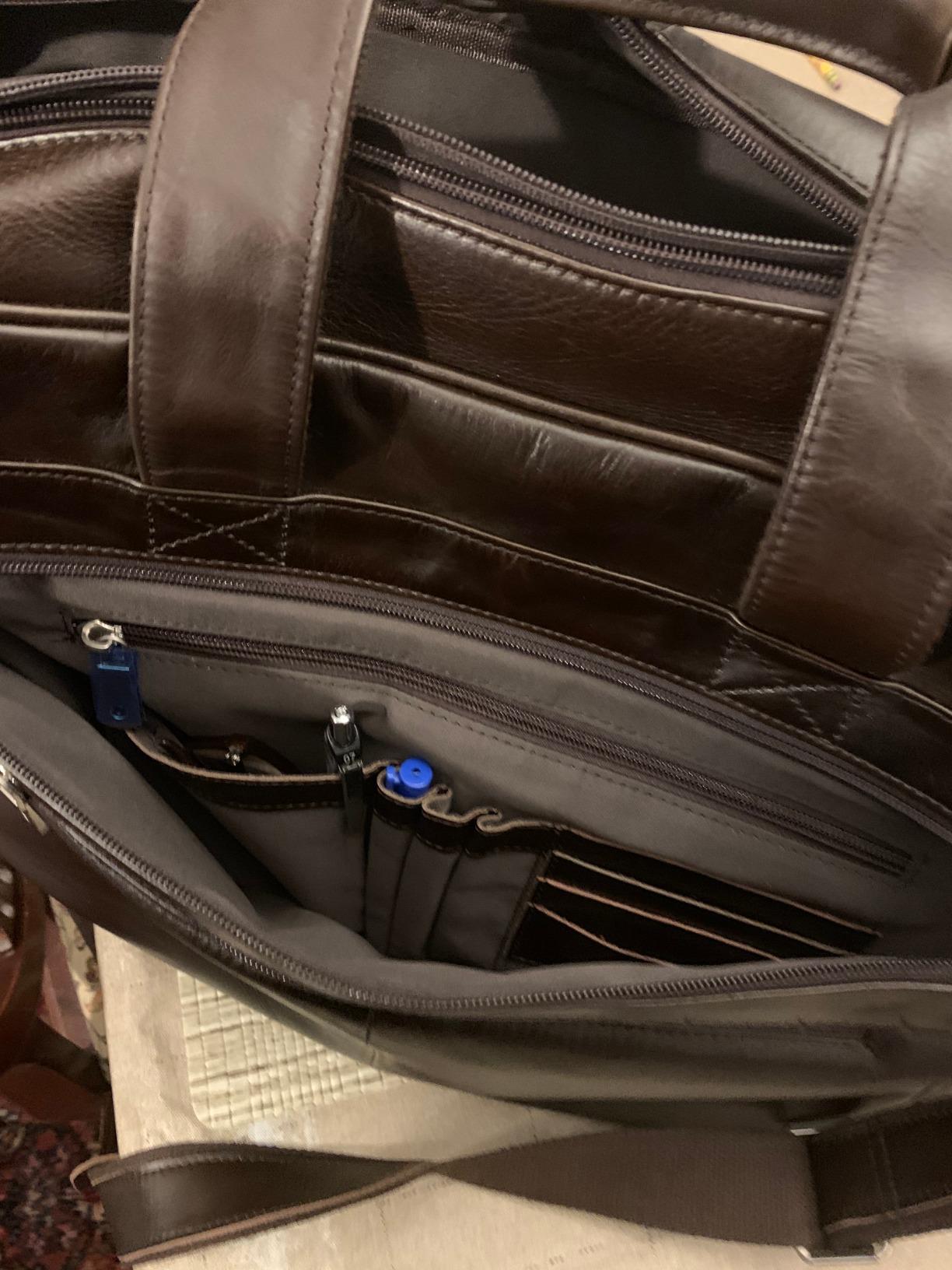 Augus Business Travel Briefcase Genuine Leather Duffel Bags for Men Laptop Bag fits 15.6 inches Laptop customer photo 2