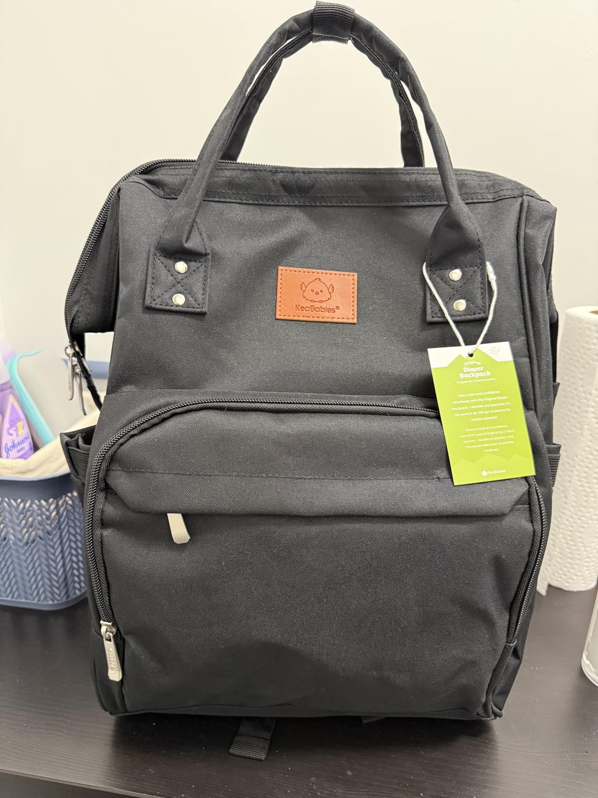 KeaBabies Baby Diaper Bag Backpack - Large Baby Bag for Boys, Girls, Waterproof Multi Function Travel Diaper Backpack with Changing Pad, Durable Travel Essentials for Moms and Dads (Trendy Black) customer photo 1