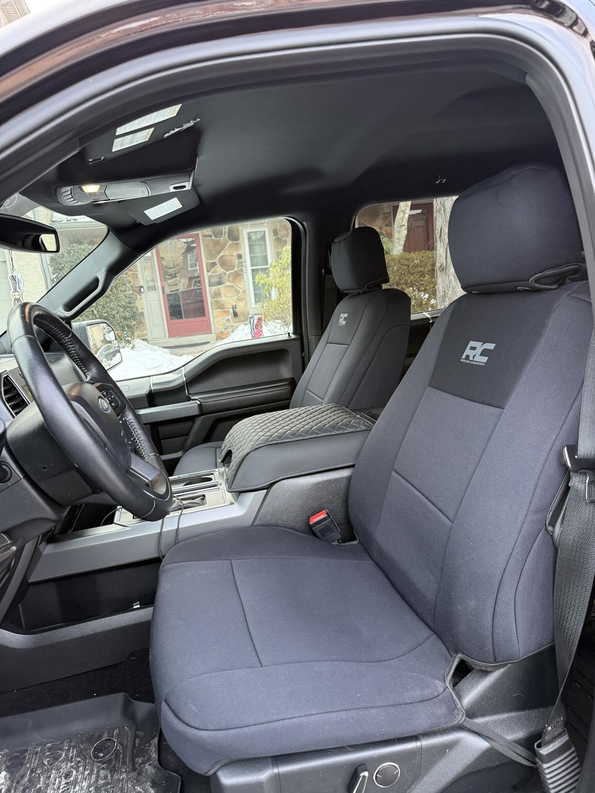 Rough Country Neoprene Seat Covers for 15-22 F-150 |17-22 Super Duty - 91016, Black, Front customer photo 2
