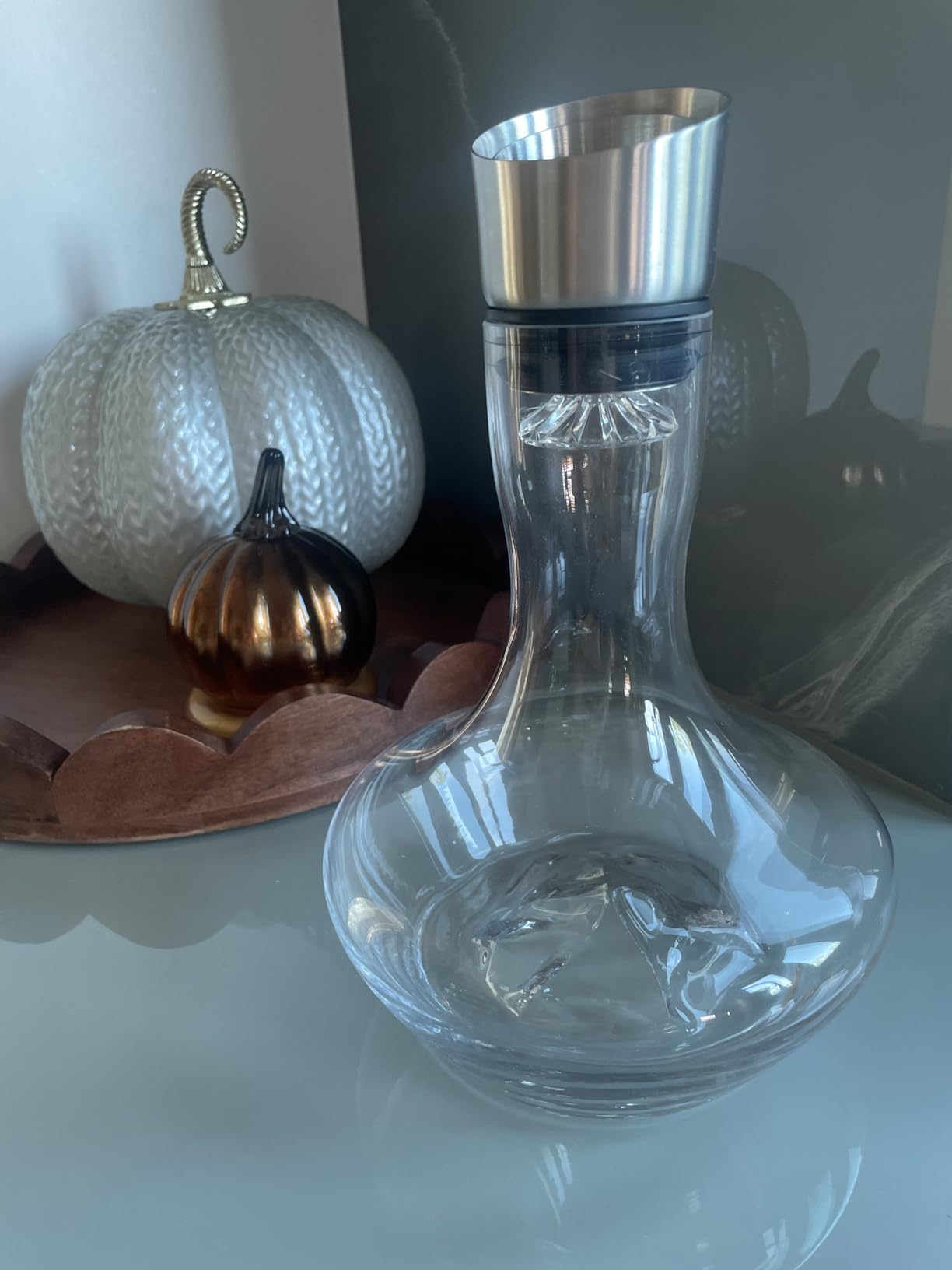 YouYah Iceberg Wine Decanter Set with Aerator Filter,Drying Stand and Cleaning Beads,Red Wine Carafe,Wine Aerator,Wine Gift,100% Hand Blown Lead-free Crystal Glass (1400ML) customer photo 1