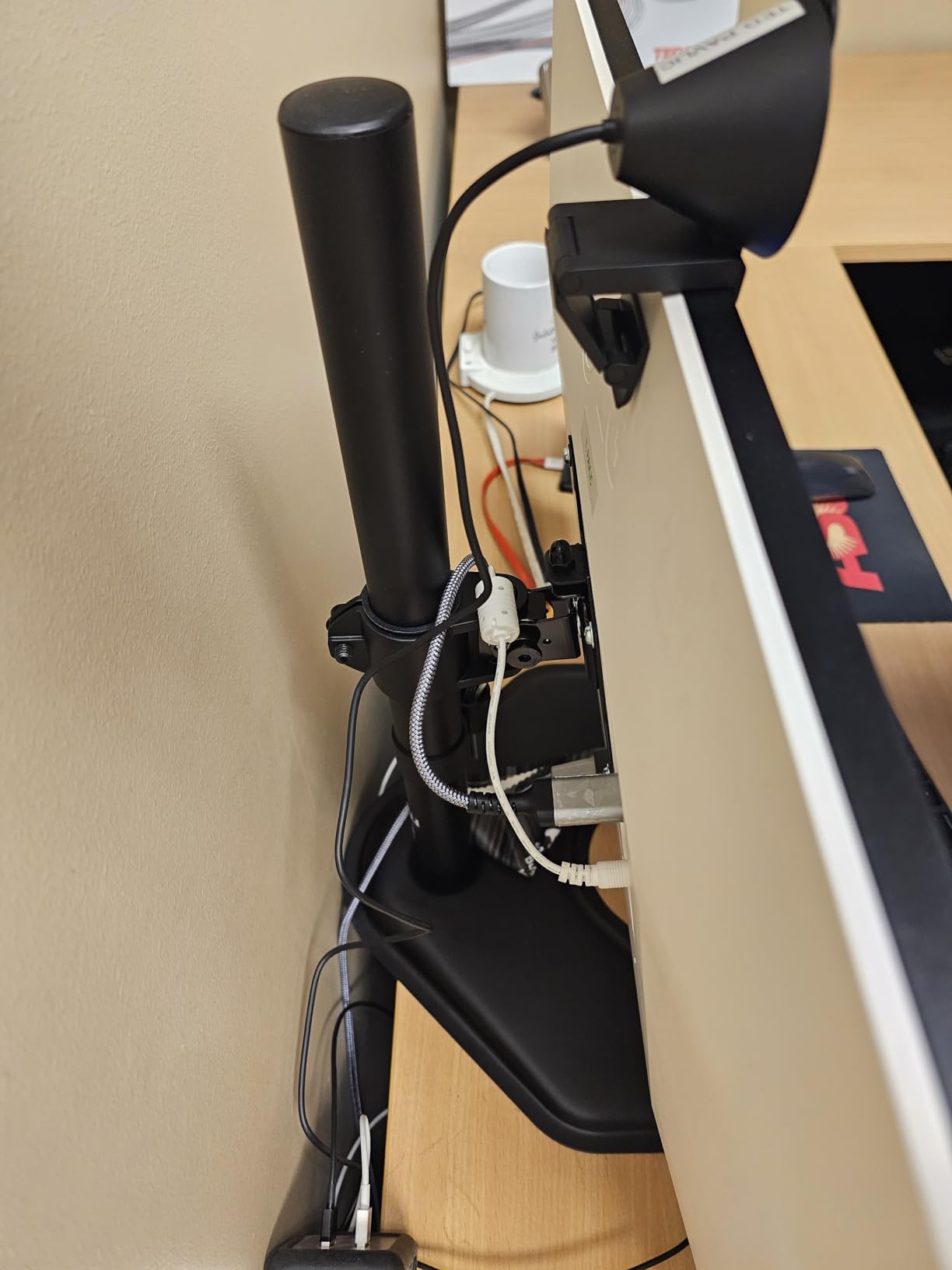 WALI Triple Monitor Stand, Free Standing Three LCD Monitor Fully Adjustable Desk Mount Fits 3 Screens up to 27 inch, 22 lbs Weight Capacity per Arm (MF003) customer photo 2