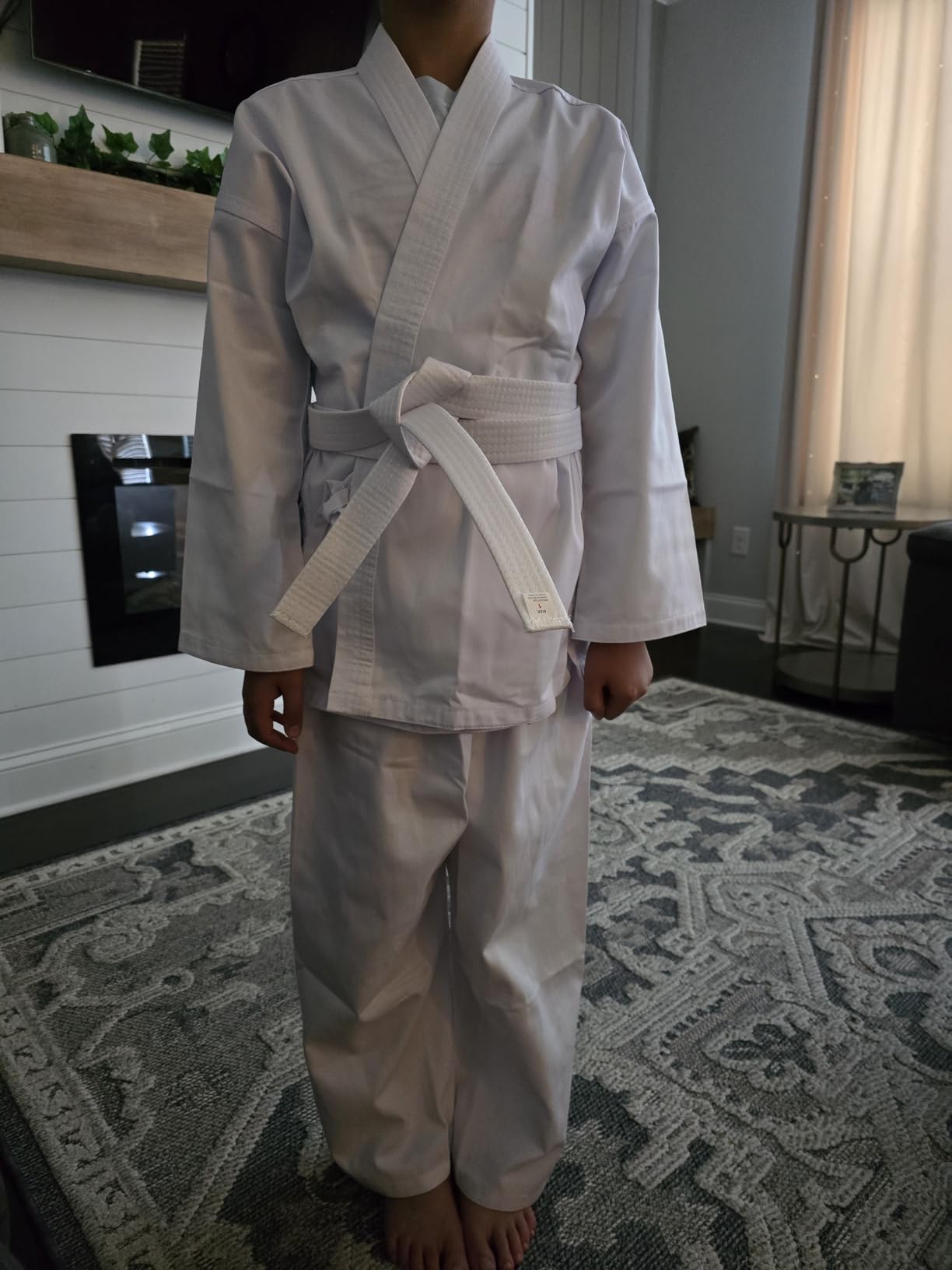 NAMAZU Karate Uniform for Kids and Adult, Lightweight Karate Gi Student Uniform with Belt for Martial Arts training - White customer photo 2