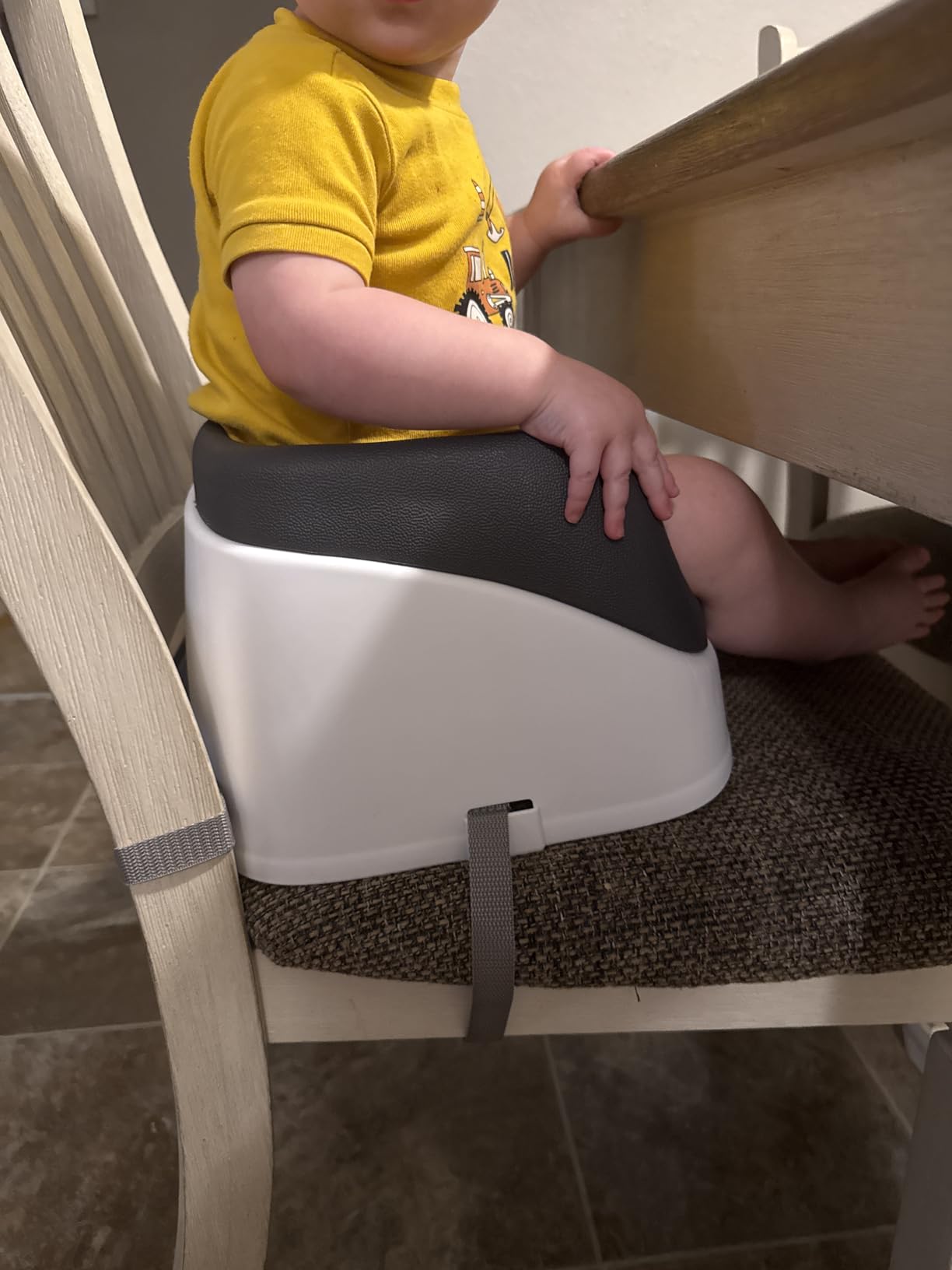 Ingenuity SmartClean Toddler Booster Seat for Kitchen Chair - Lightweight for on-the-go, Easy-Clean, 3-Point Harness Strap - Booster Seat for Dining Table, Slate customer photo 1