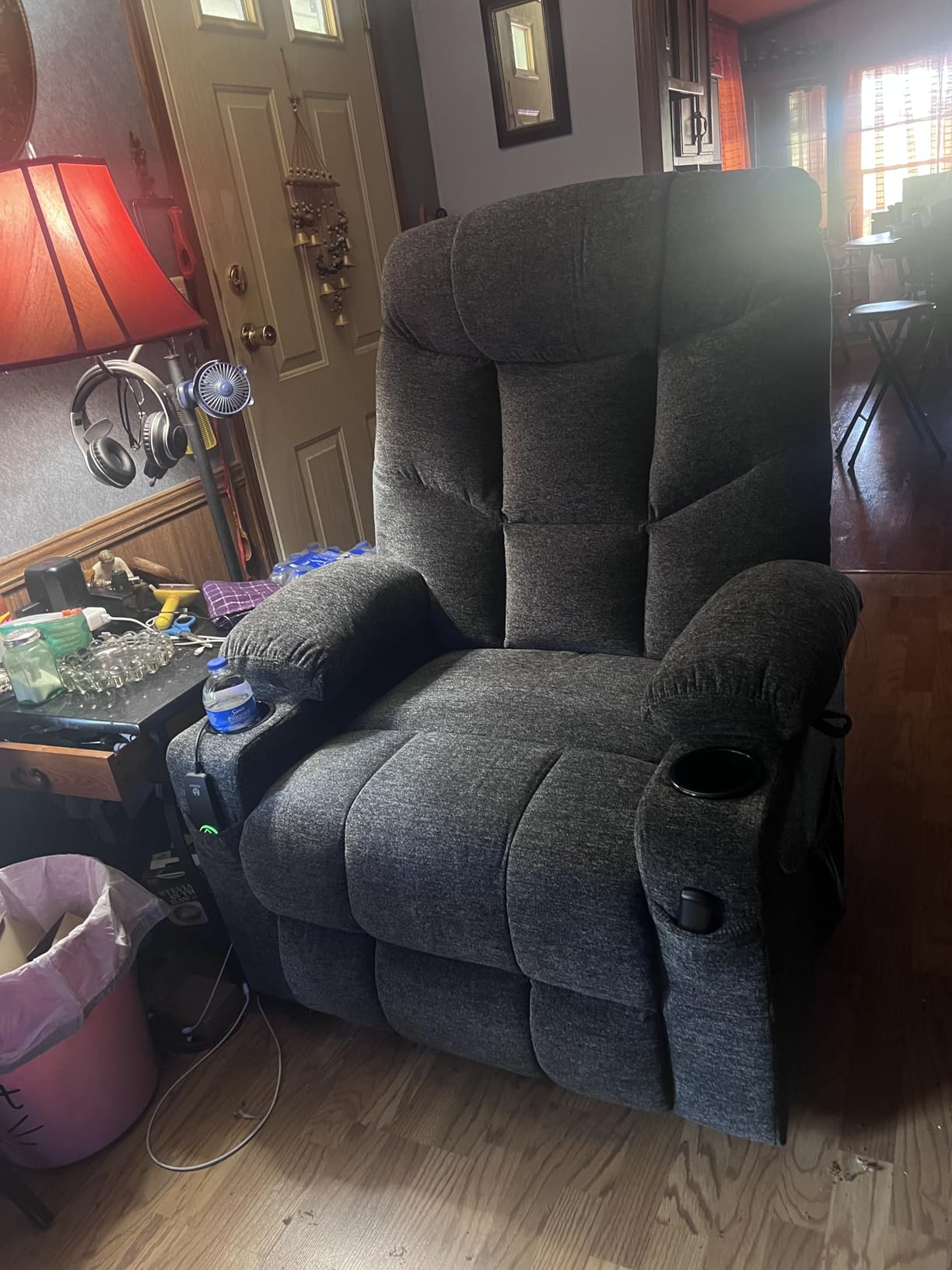 MCombo Power Lift Recliner Chair with Extended Footrest for Elderly People, Fabric 7287/7087 (Brown, Medium) customer photo 2