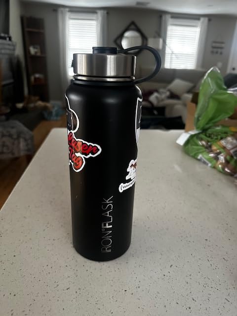IRON FLASK Camping & Hiking Hydration Flask with Straw, Wide Mouth Insulated Stainless Steel Sports Water Bottle - 40 oz Midnight Black customer photo 2