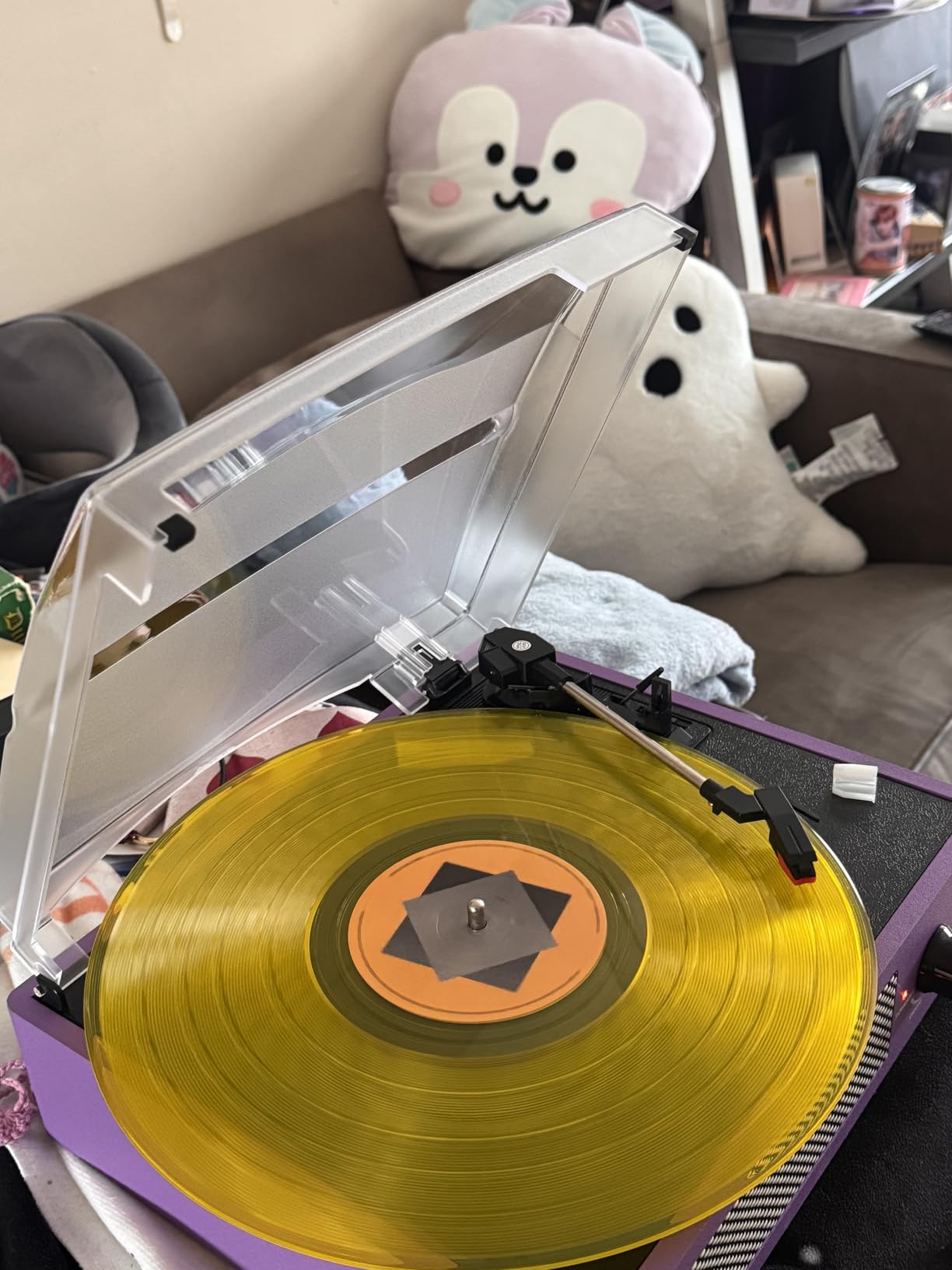 Vinyl Record Player Turntable with Built-in Bluetooth Receiver & 2 Stereo Speakers, 3 Speed 3 Size Portable Retro Record Player for Entertainment and Home Decoration customer photo 2