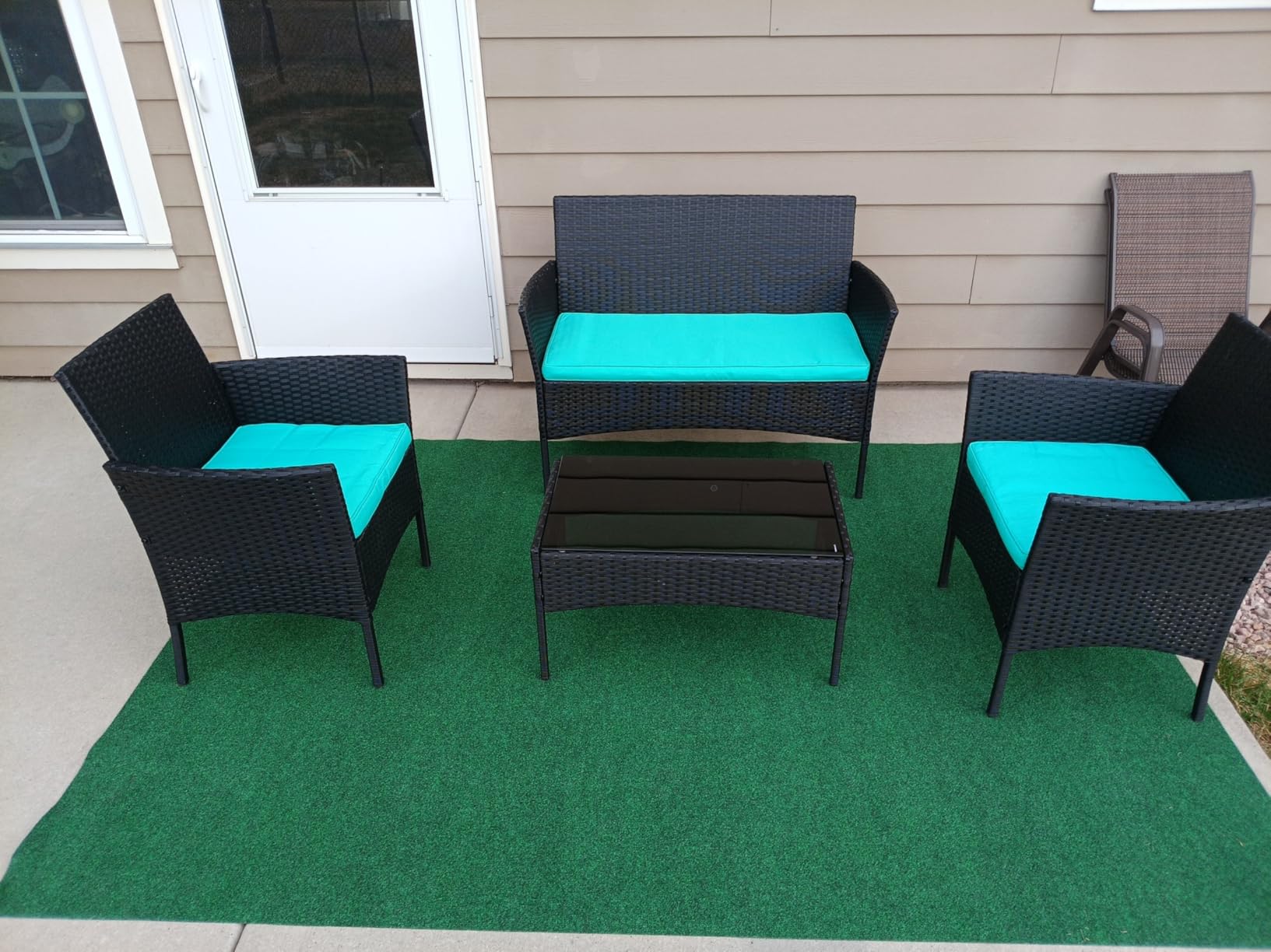 FDW | 4-Piece Patio Furniture Set | Black | Outdoor Wicker Furniture with Coffee Table | Modern Rattan Chairs Conversation Set | Outdoor Seating | Weather-Resistant | for Porch, Garden, Lawn customer photo 2