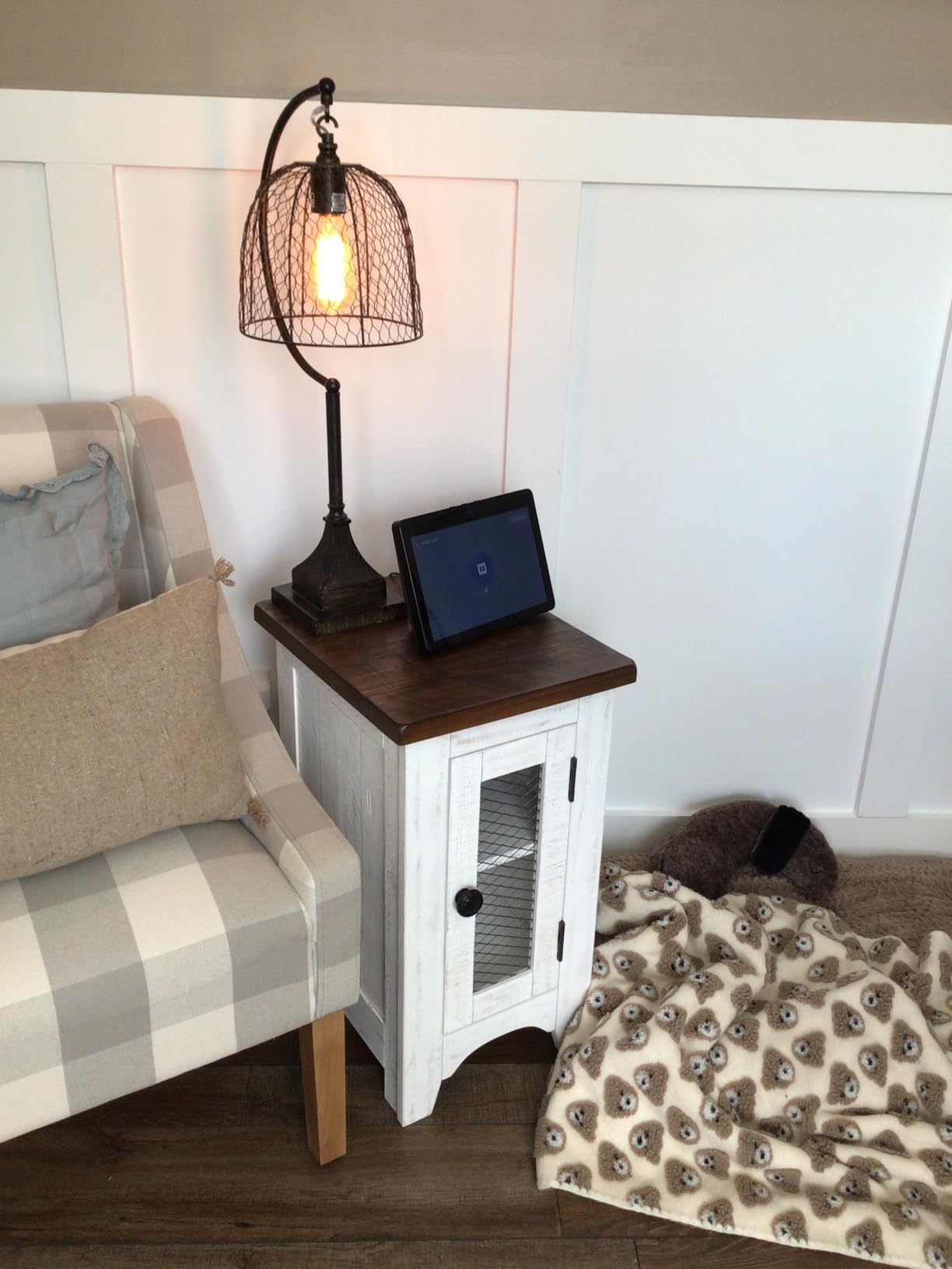 Signature Design by Ashley Valebeck Rustic Farmhouse Chair Side End Table with Cabinet Door, Distressed Black customer photo 1