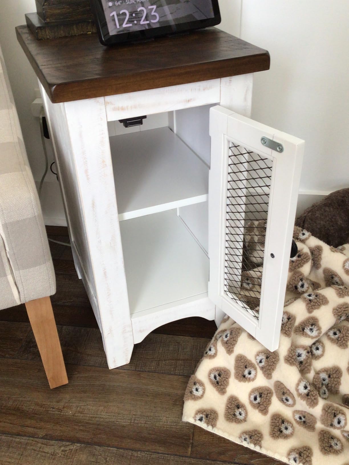 Signature Design by Ashley Valebeck Rustic Farmhouse Chair Side End Table with Cabinet Door, Distressed Black customer photo 2