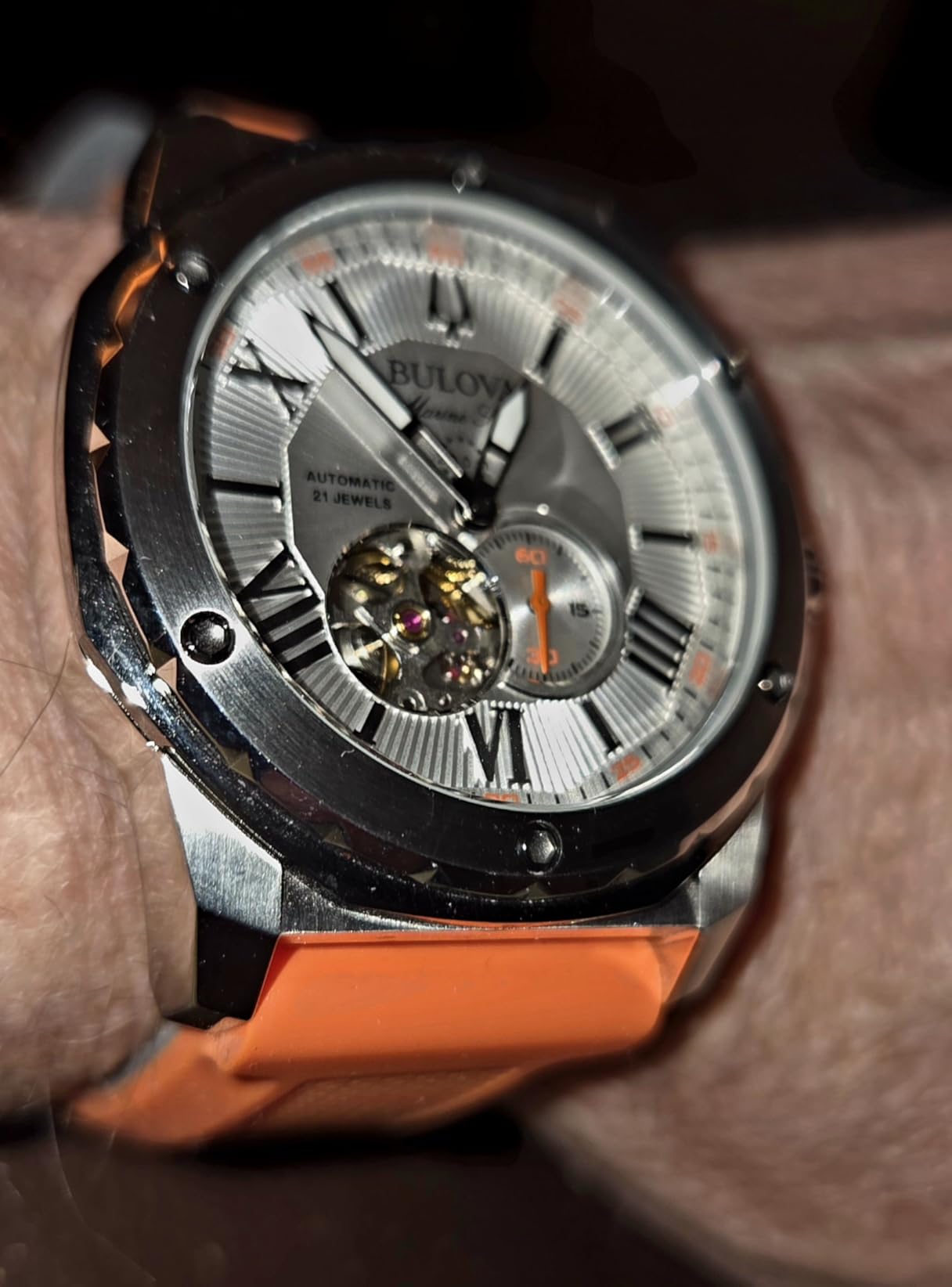 Bulova Men's Marine Star 'Series A' Automatic Watch with Orange Silicone Strap Style: 98A226 customer photo 1