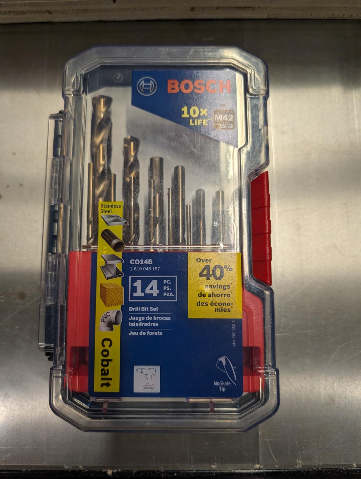 BOSCH CO14B 14-Piece Assorted Set with Included Case - Cobalt M42 Metal Drill Bits with Three-Flat Shank for Drilling Applications in Stainless Steel, Cast Iron, Titanium, and Light-Gauge Metal customer photo 1