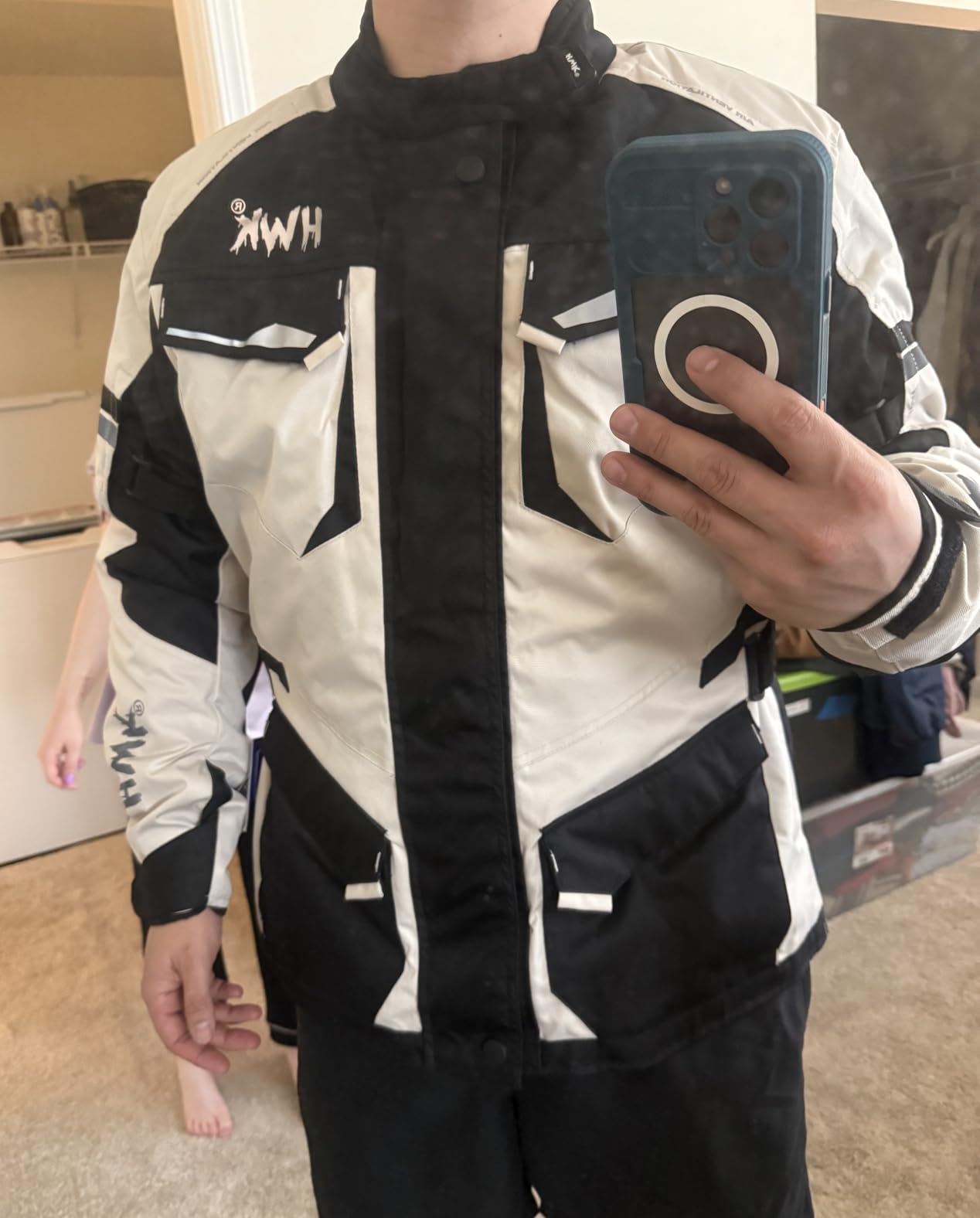 HWK Adventure Touring Motorcycle Jacket for Men, Water Resistant Cordura Textile Biker Jacket with CE Armor for Enduro Motorbike Riding customer photo 1