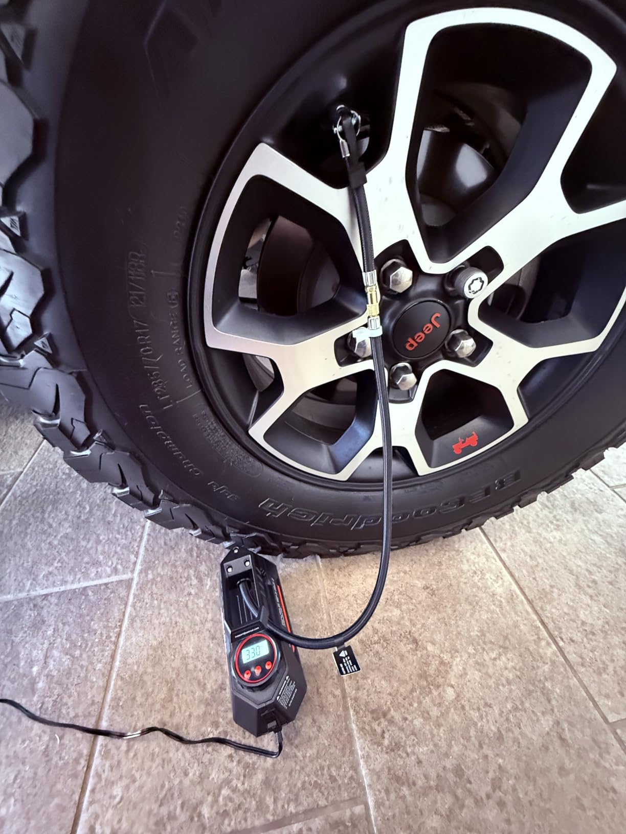 AstroAI AIRUN H Tire Inflator Portable Air Compressor, 9.8Ft Cord-12VDC-Powered Auto Shut-Off, Fast Inflation Electric Air Pump for Car Tires-Car Accessories with Digital Pressure Gauge, LED Light, Yellow customer photo 1