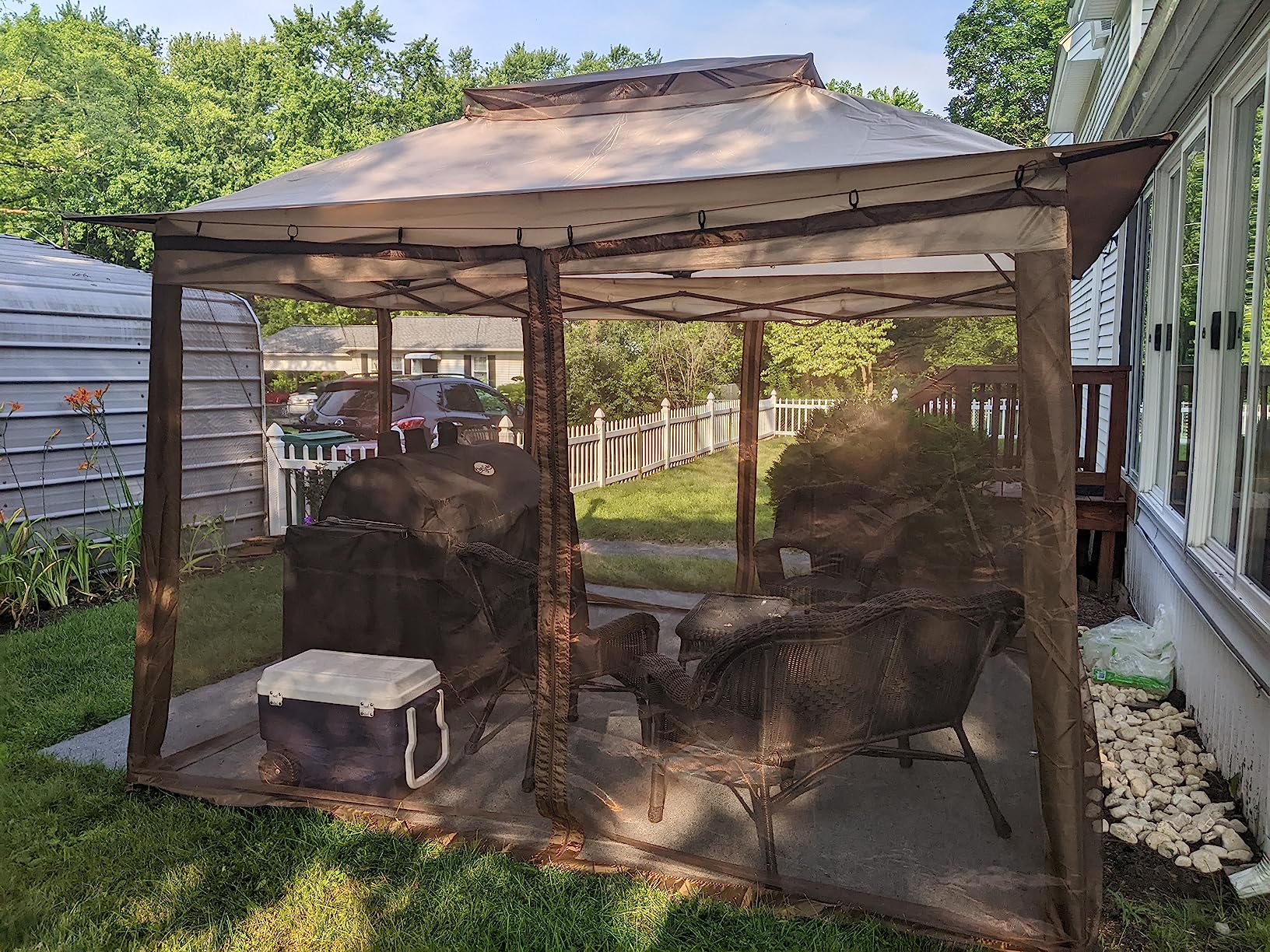 COOS BAY 11x11 Pop Up Gazebo with Mesh Netting, Instant Outdoor Canopy Tent, Water Resistant Shelter with UPF 50+ UV Protection, 121 Sq Ft Coverage, Beige customer photo 2