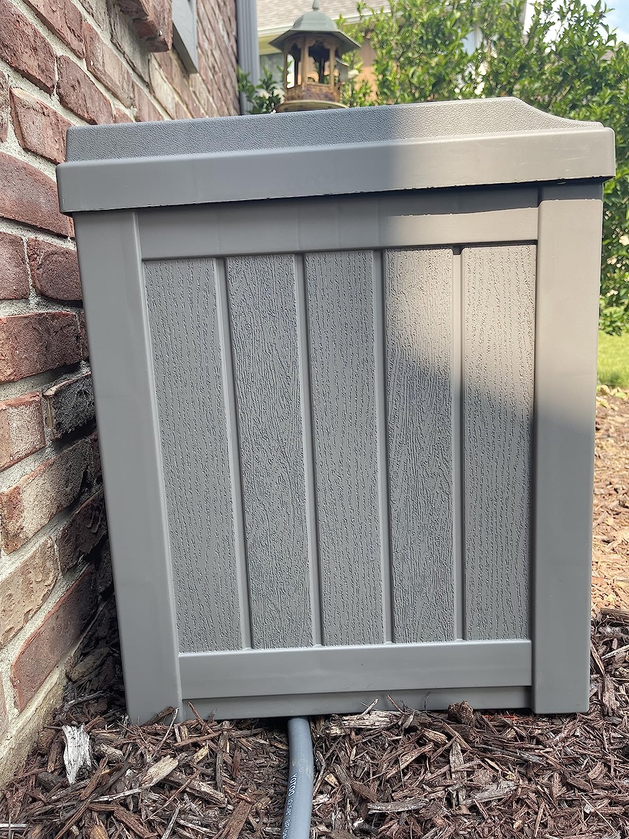 Suncast Outdoor Storage Box - 22 Gallon Stone Gray Resin Outdoor Deck Box with Seat, Weatherproof Patio Storage Bin customer photo 1