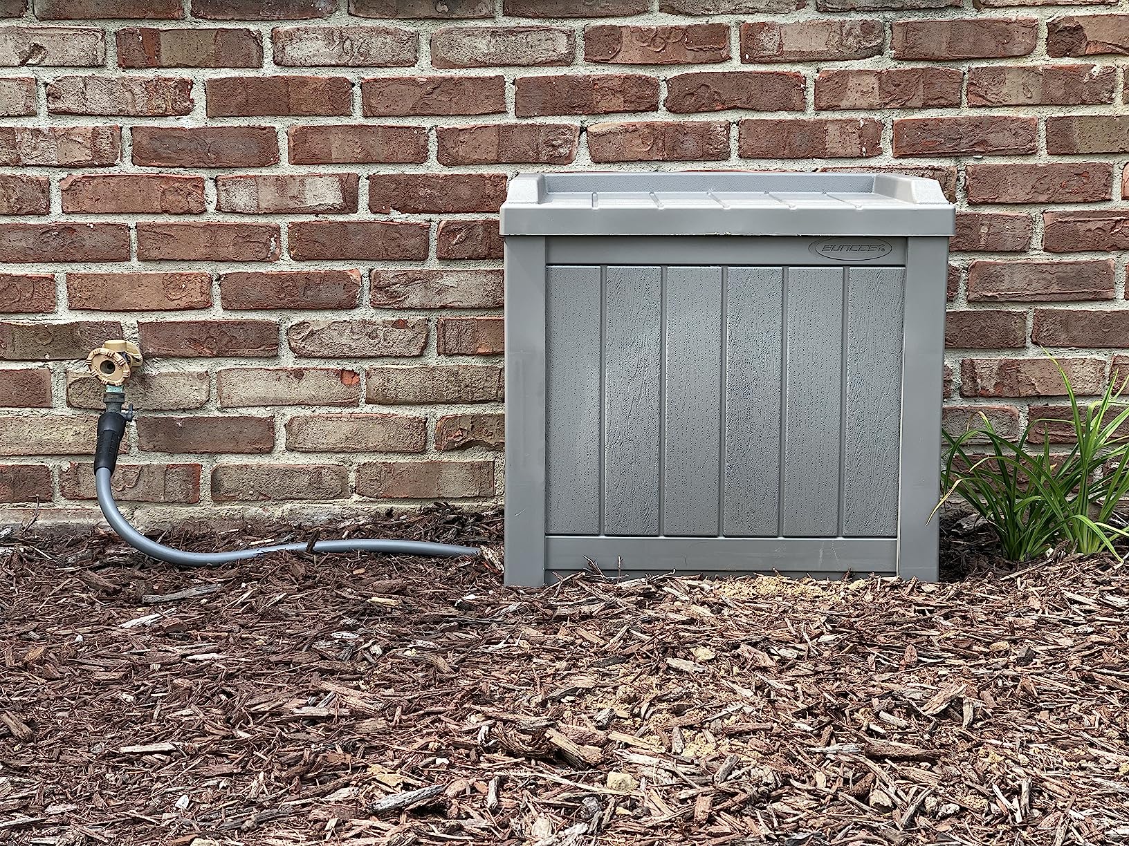 Suncast Outdoor Storage Box - 22 Gallon Stone Gray Resin Outdoor Deck Box with Seat, Weatherproof Patio Storage Bin customer photo 2