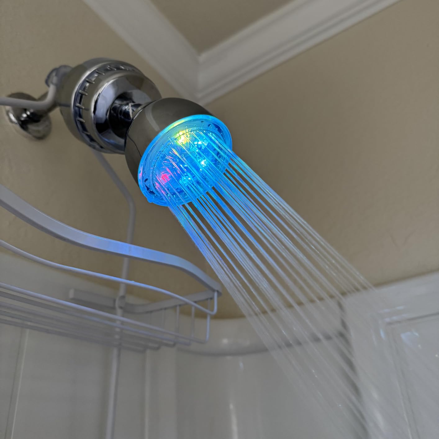 LED Shower Head, Shower Head with Light, 7 Color Flash Light Automatically Changing LED Fixed Showerhead for Bathroom Adjustable High Pressure Rain Shower Head Light up for Kid Adult Easy Installation customer photo 1