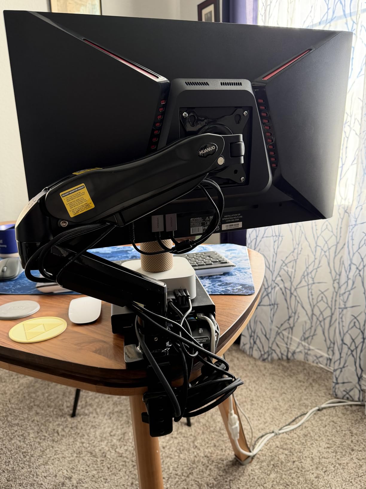 HUANUO FlowLift Single Monitor Mount, 13 to 32 Inch Monitor Arm, Adjustable Monitor Stand, Vesa Mount with Clamp and Grommet Base - Fits 4.4 to 19.8lbs LCD Computer Monitors customer photo 1