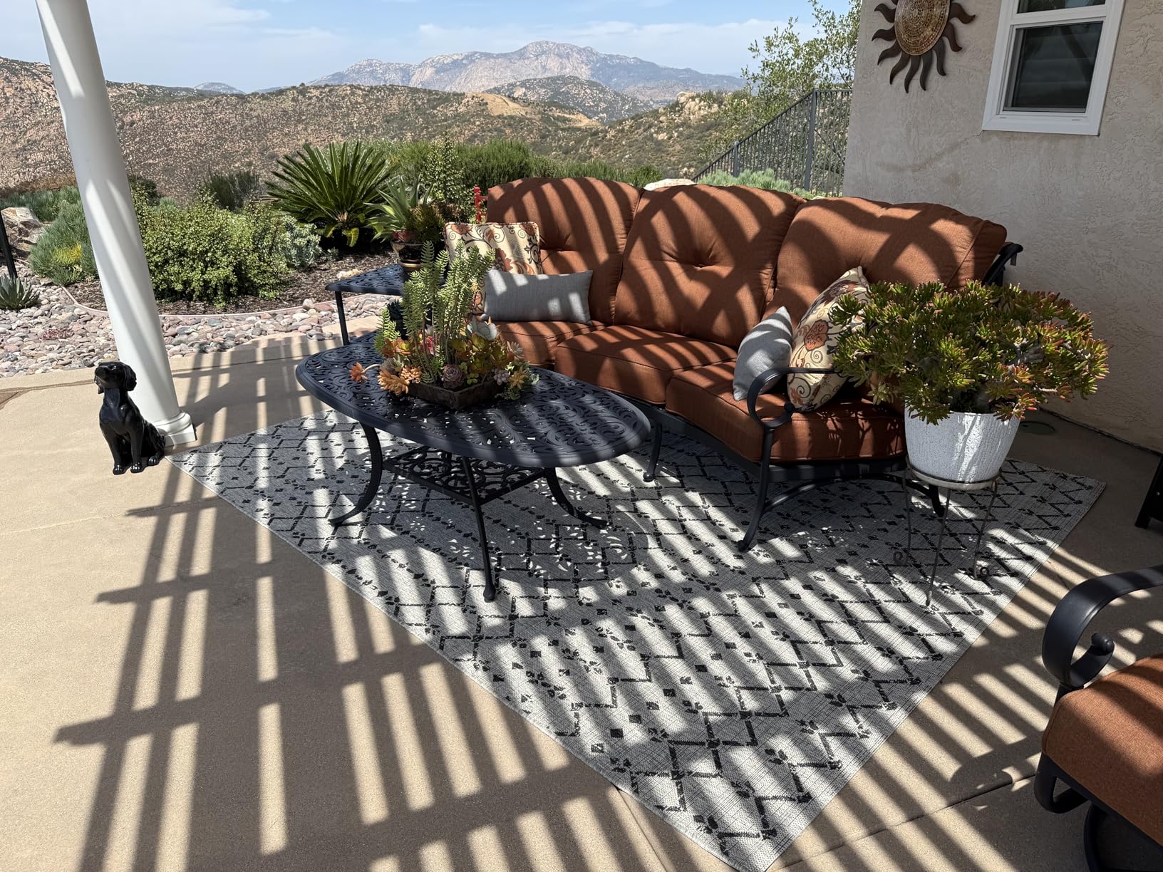 JONATHAN Y Moroccan Geometric Indoor Outdoor Area Rug 8'x10' Natural/Black, Ourika Textured Weave for Backyard, Patio, Porch, Easy-Cleaning, High Traffic, Pet-Friendly, Non-Shedding customer photo 2