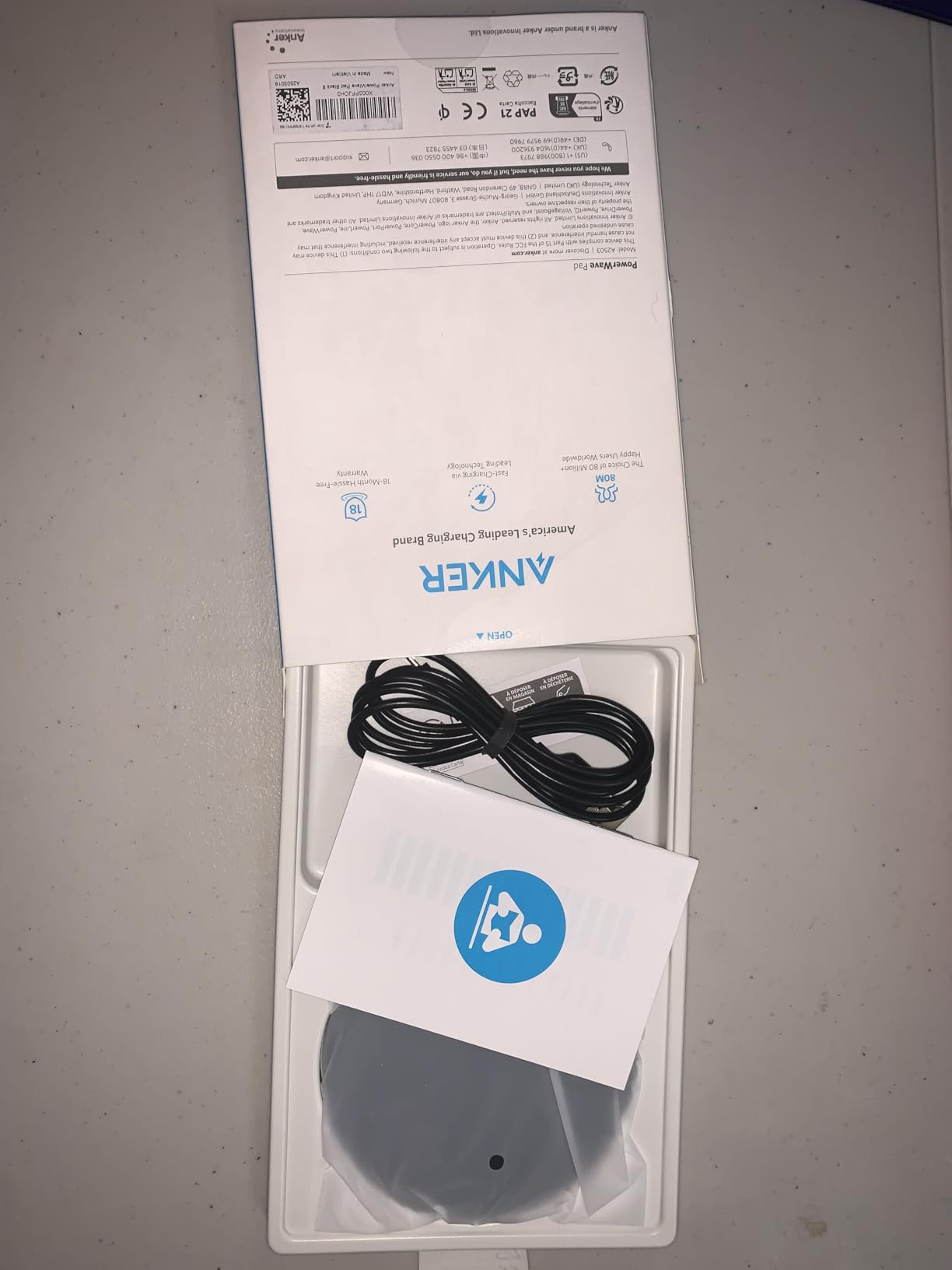 Anker 313 Wireless Charger (Pad), Qi-Certified, 10W Max Fast Charging for Samsung, Compatible with iPhone 16 Plus/15 Plus/14 Plus/12, AirPods (No AC Adapter, Not MagSafe Magnetic Charging Compatible) customer photo 1