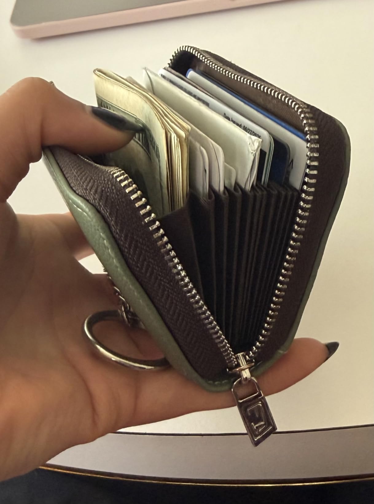 Zipper Wallet Women, RFID Blocking Credit Card Wallet, Business Card Holder, Compact Size KeyChain Wallet customer photo 1