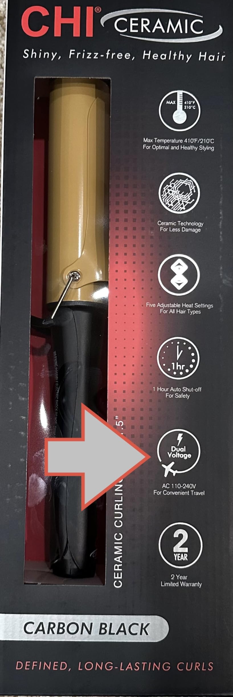 CHI Tourmaline Ceramic Curling Iron, Adjustable Temperature, 1-Inch Barrel customer photo 1
