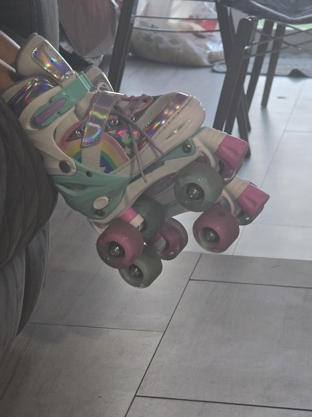 SULIFEEL Rainbow Unicorn 4 Size Adjustable Roller Skates for Girls Boys for Kids Ages 3-5 5-8 6-12 Children Skates Indoor Outdoor customer photo 1