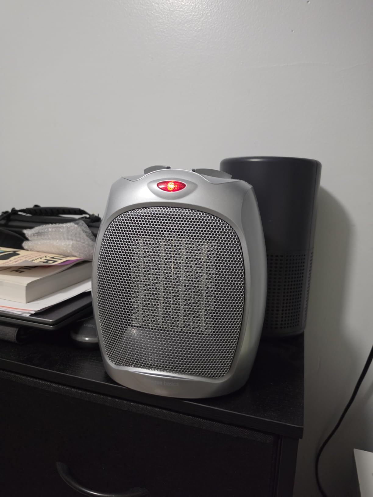 Amazon Basics Ceramic Space Heater, Portable Indoor Heating Solution, With Overheat and Tip-Over Protection, Thermostat, Non-Oscillating, 1500W, Fast Heating, 7.52
