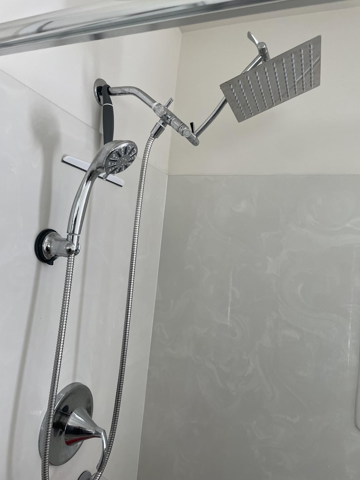 NearMoon Rain Shower Head, High Flow Stainless Steel Square Rainfall Shower, Waterfall Bath Shower Body Covering, Ceiling or Wall Mount (12 Inch, Matte Black) customer photo 1