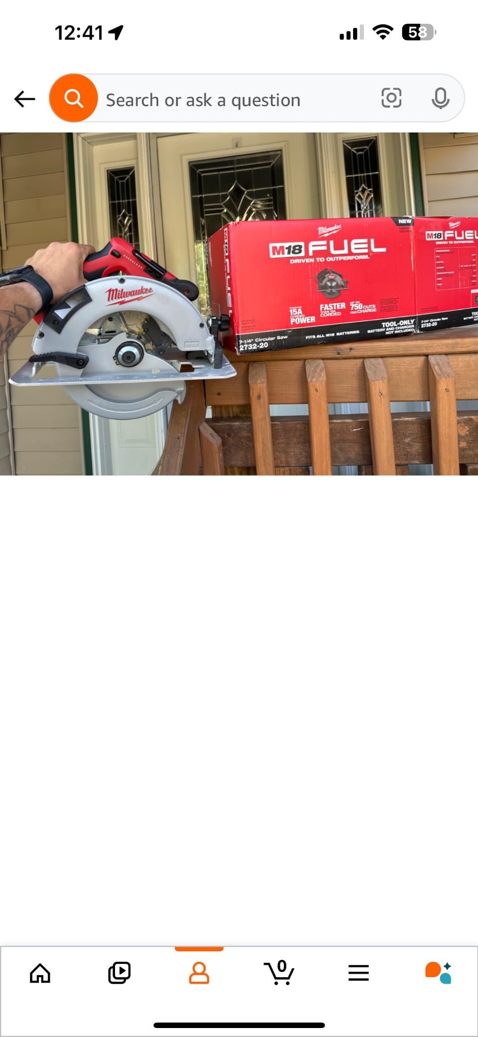 Milwaukee 2732-20 M18 Fuel 18 Volt Lithium-Ion 15 Amp 7-1/4 Inch Cordless Circular Saw (Tool Only) customer photo 2