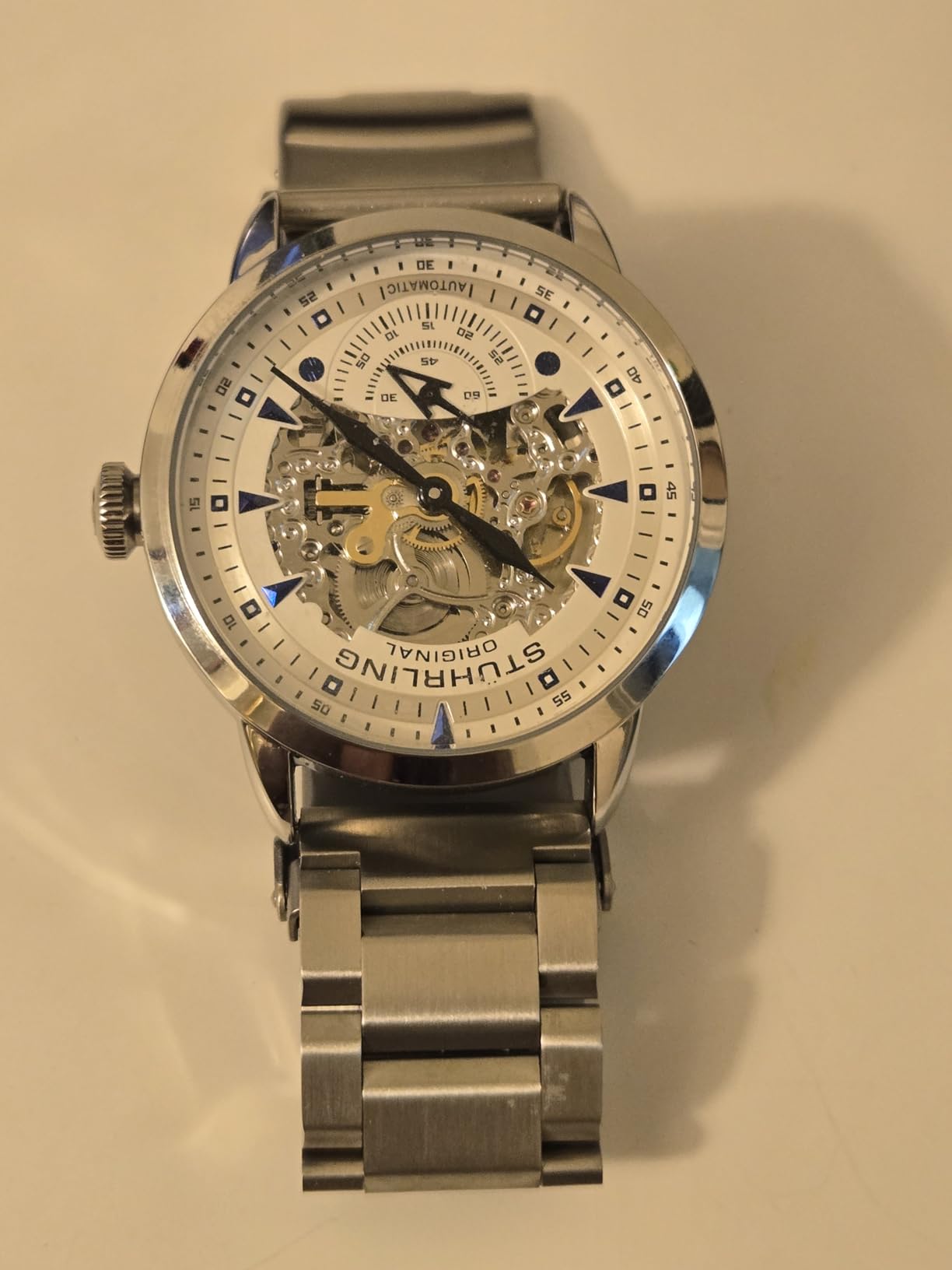 Stuhrling Original Mens Skeleton Automatic Dress Watch with Alligator Embossed Leather Strap Skeleton Dial customer photo 2