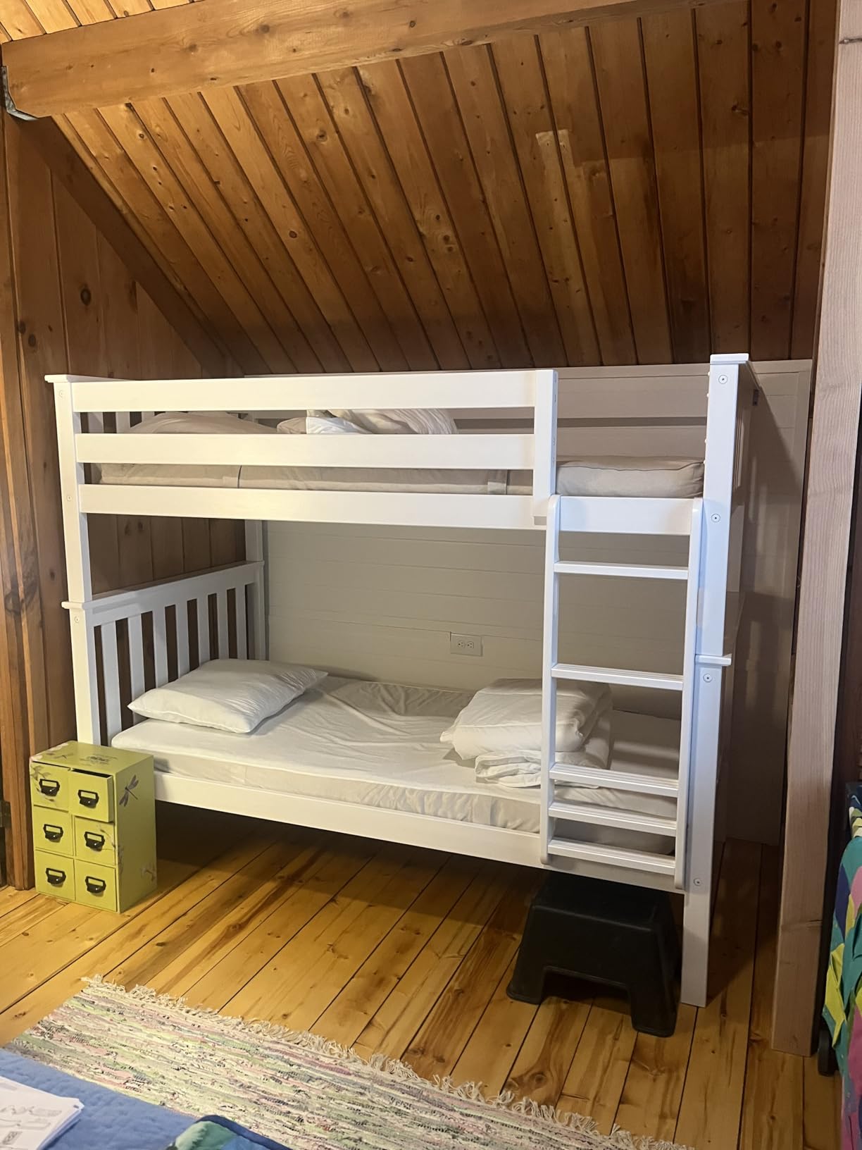 Max & Lily Bunk Bed Twin Over Full Size with Ladder, Solid Wood Platform Bed Frame with Ladder for Kids, 14
