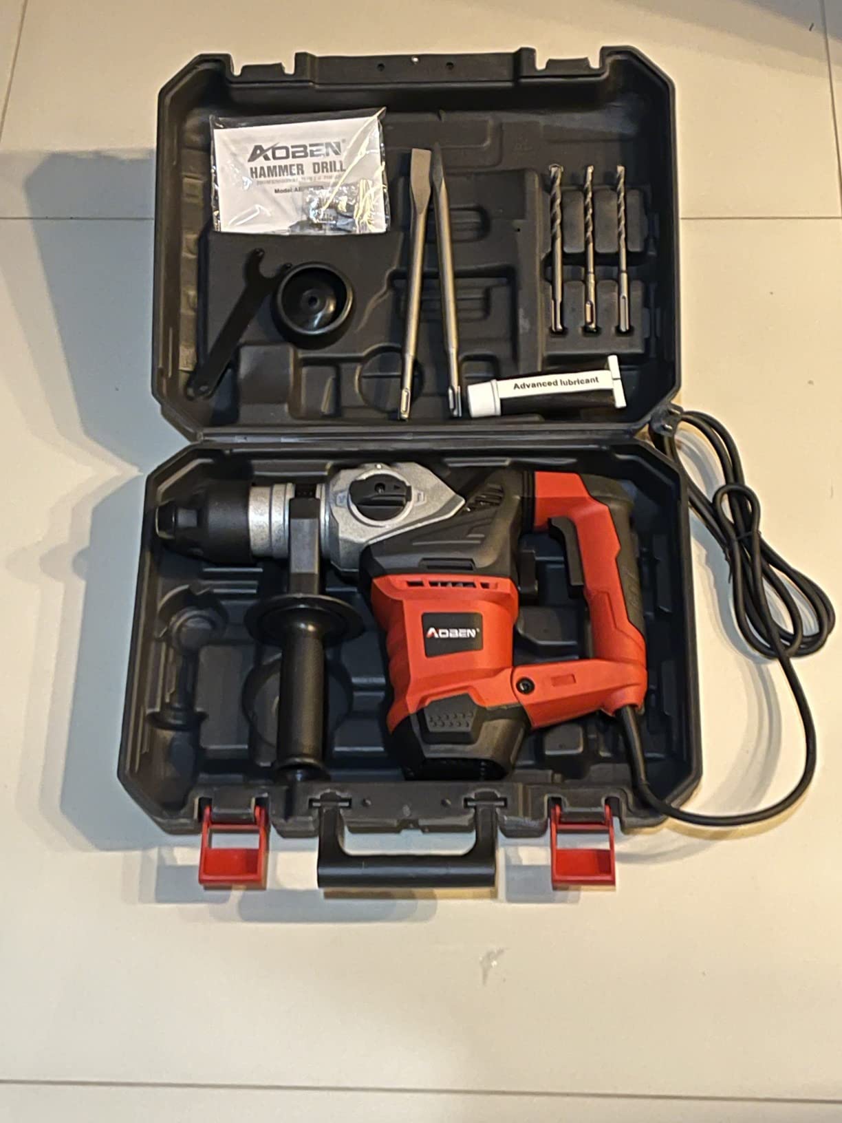 AOBEN Rotary Hammer Drill with Vibration Control and Safety Clutch, 13 Amp Heavy Duty 1-1/4 Inch SDS-Plus Demolition Hammer for Concrete - Including 3 Drill Bits, Flat/Point Chisels customer photo 2