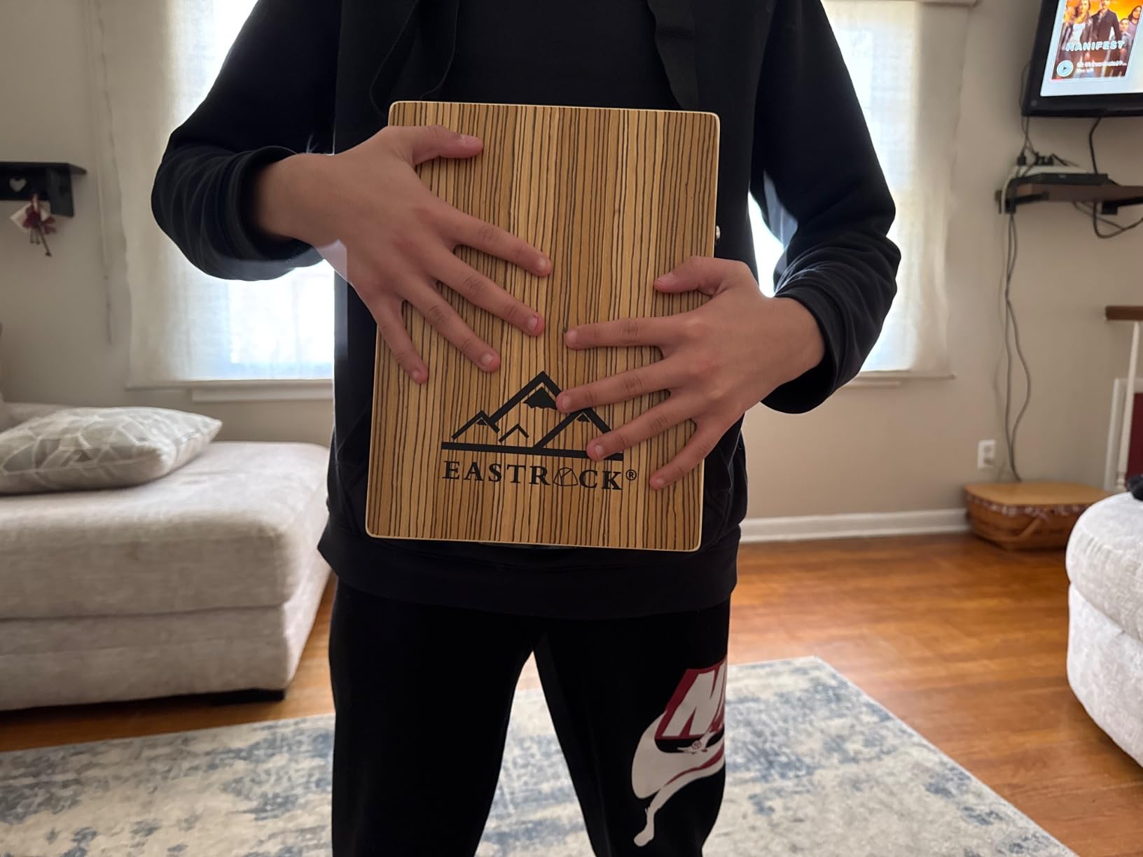 EastRock Portable Cajones Beat Box Hand Drum Cajon, Stringed Percussion Instrument Kit with a Carrying Bag, with Guitar Strings customer photo 1