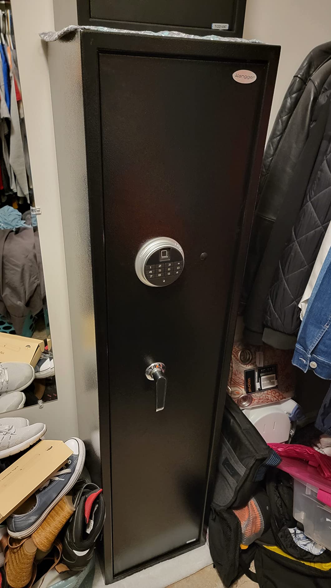 Langger V Biometric Rifle Gun Safe, Quick Access 5-Gun Large Improved Fingerprint Shotgun Security Cabinet with Pistol Lock Box and Removable Storage Shelf customer photo 1