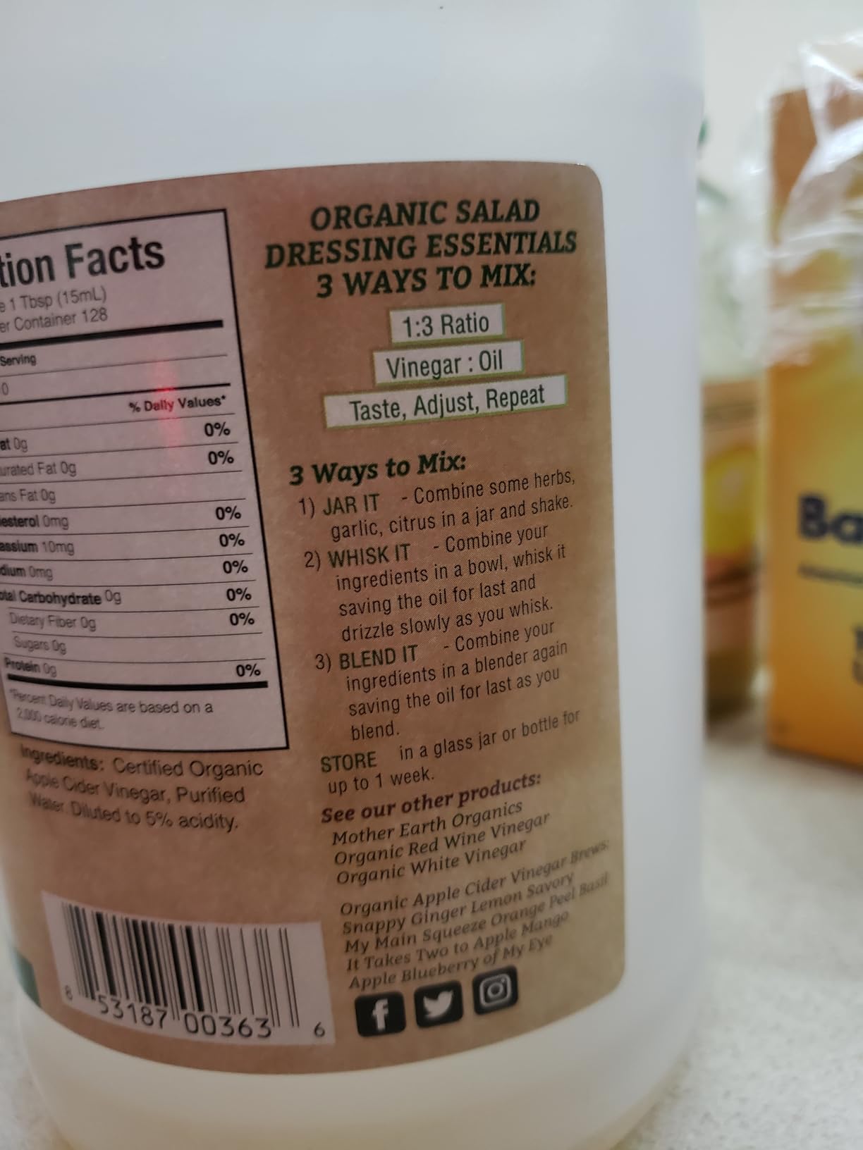 Mother Earth, Organic Apple Cider Vinegar with The Mother, Fresh Pressed Organic Apples, 32oz Glass Bottle customer photo 1