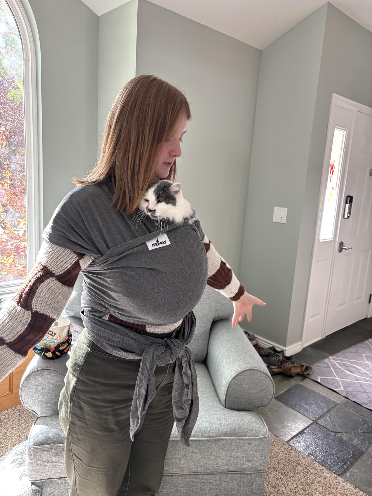 Baby Wraps Carrier, Jeroray Baby Carrier, Hands Free Infant Carrier, Lightweight, Breathable, Softness customer photo 1