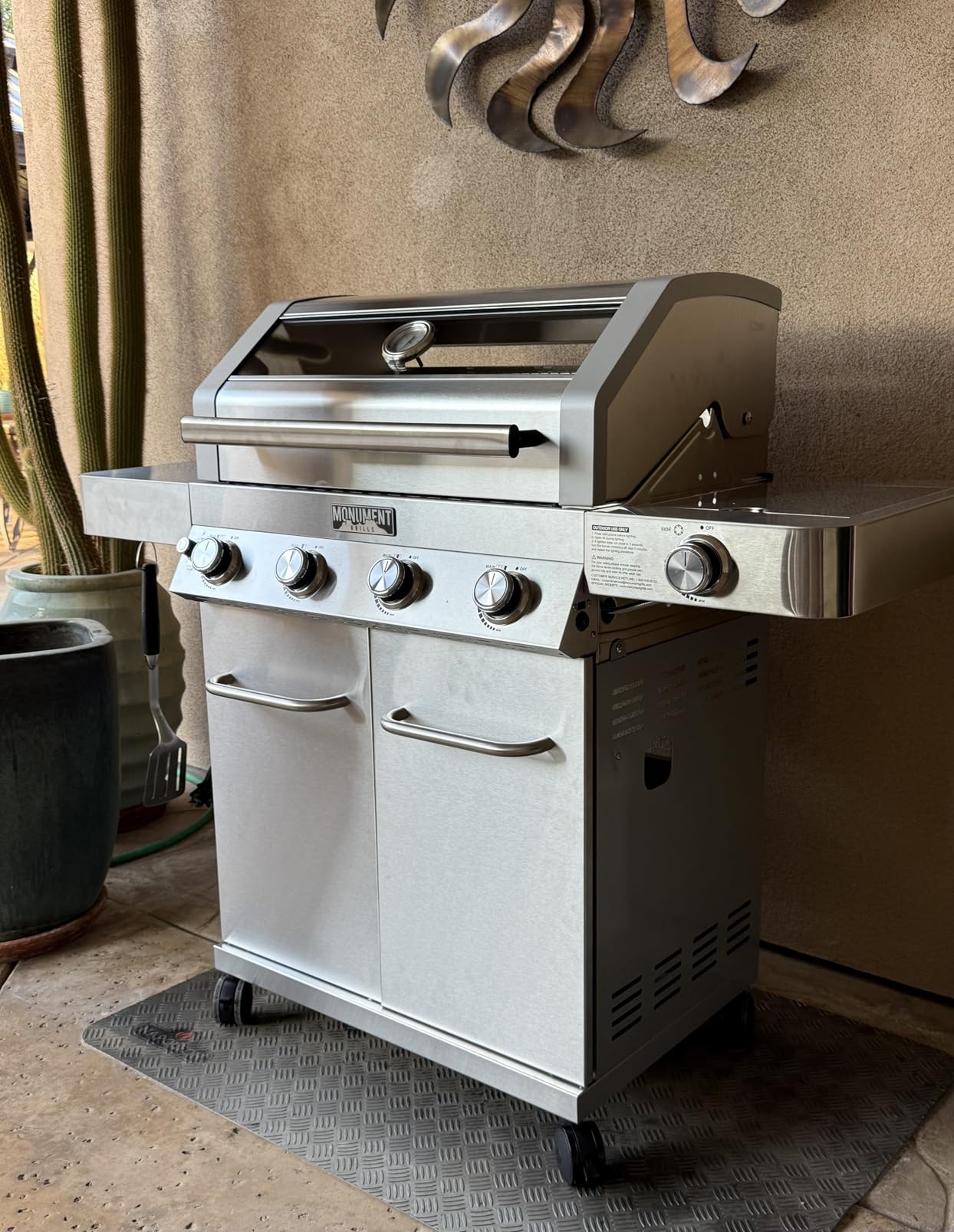 Monument Grills Larger Convertible 4 Burner Natural Gas Grill Stainless Steel Cabinet Style Propane Grills, LED Controls, Side Burner (Without Conversion Kit) customer photo 1