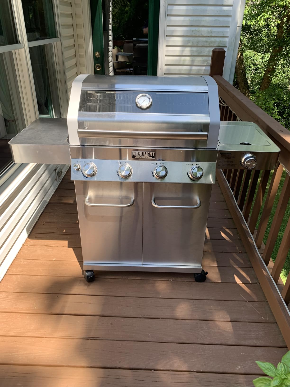 Monument Grills Larger Convertible 4 Burner Natural Gas Grill Stainless Steel Cabinet Style Propane Grills, LED Controls, Side Burner (Without Conversion Kit) customer photo 2