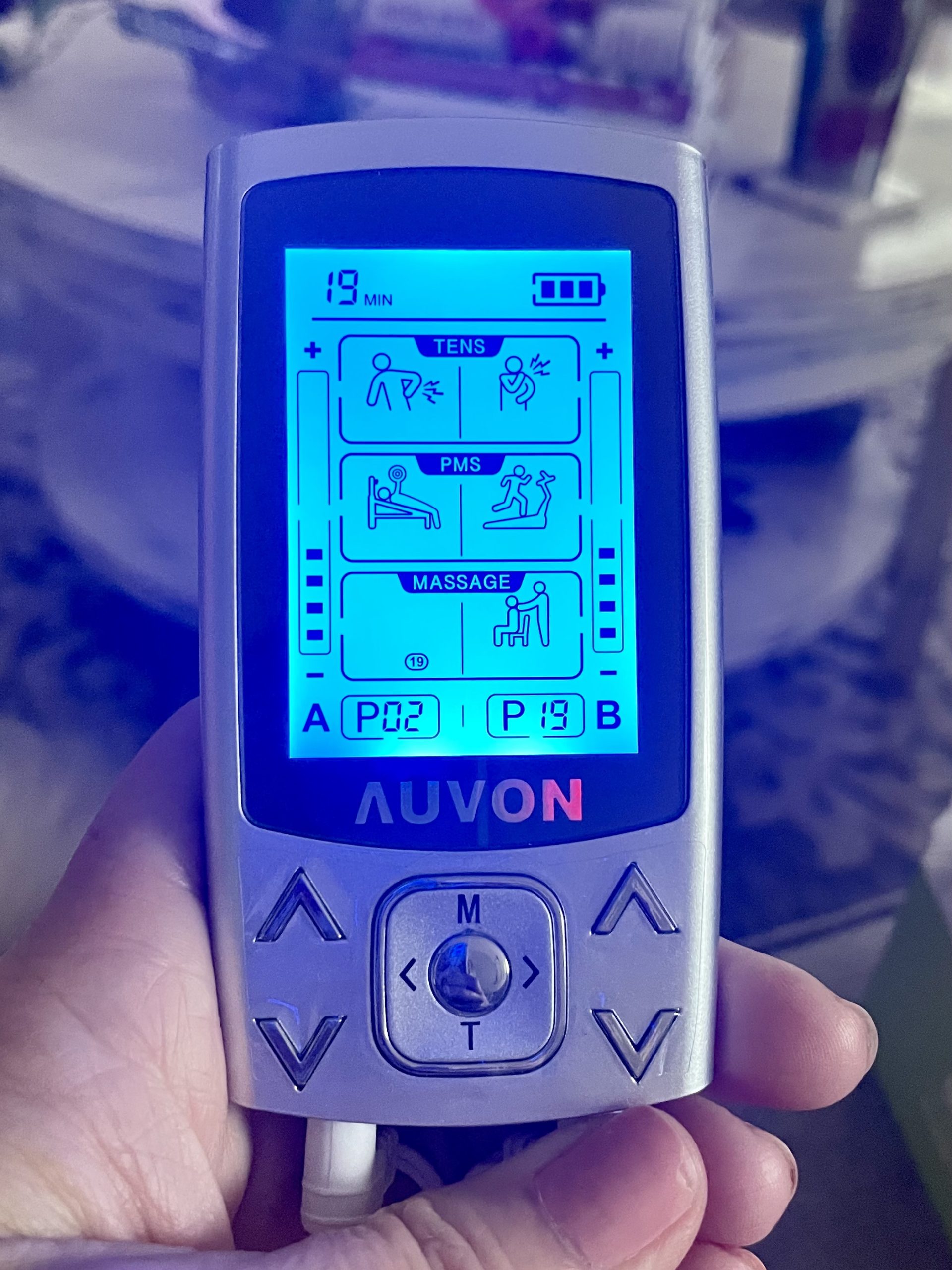 AUVON Dual Channel TENS EMS Unit 24 Modes Muscle Stimulator for Pain Relief, Rechargeable TENS Machine Massager with 12 Pads customer photo 2