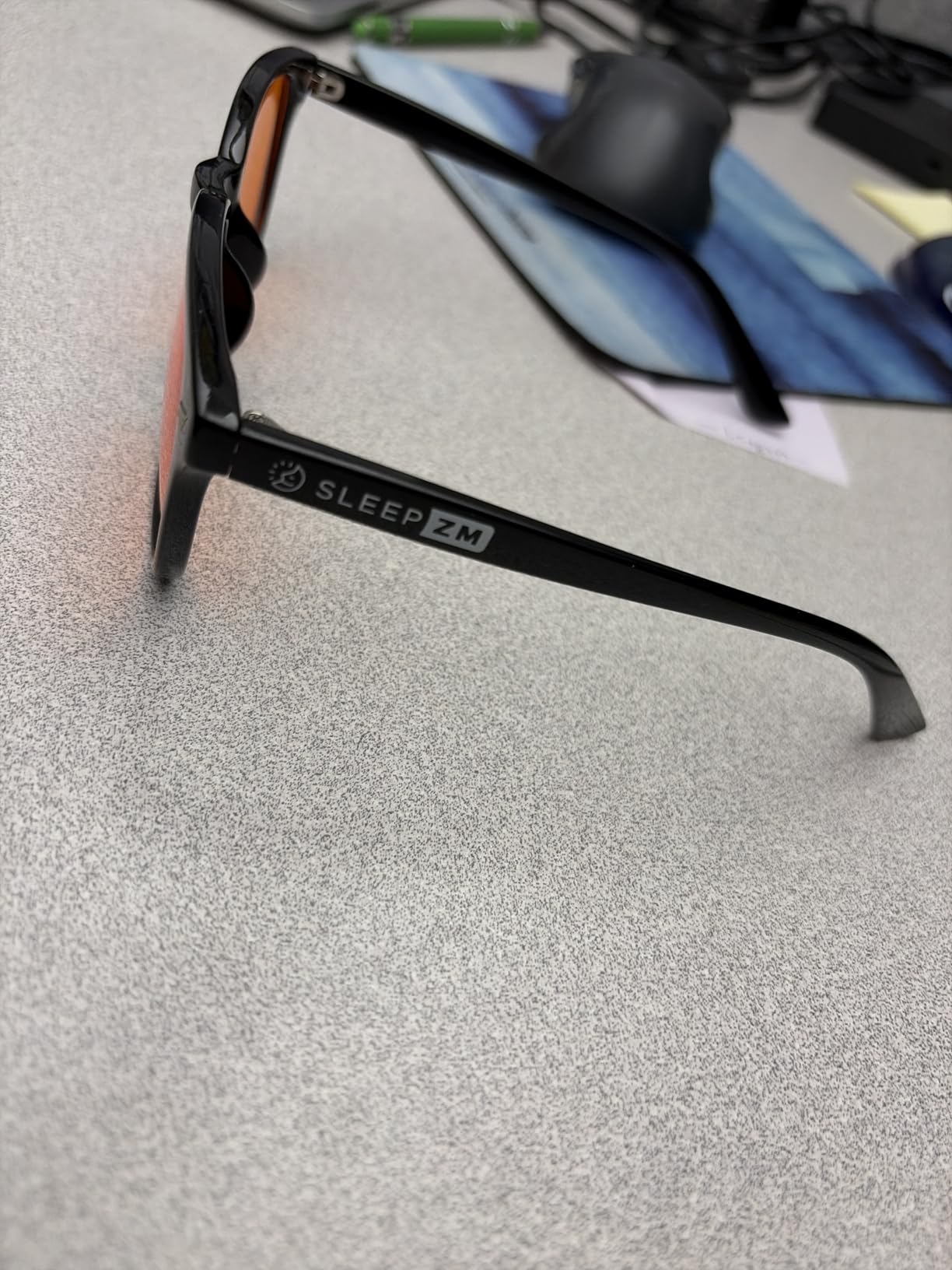 Sleep ZM Blue Light Blocking Glasses for Women + Men - Better Sleep + Anti Eye Strain Protection - Computer Screens & Gaming - Black Wayfarer - 99% Night-time Amber Lens customer photo 2